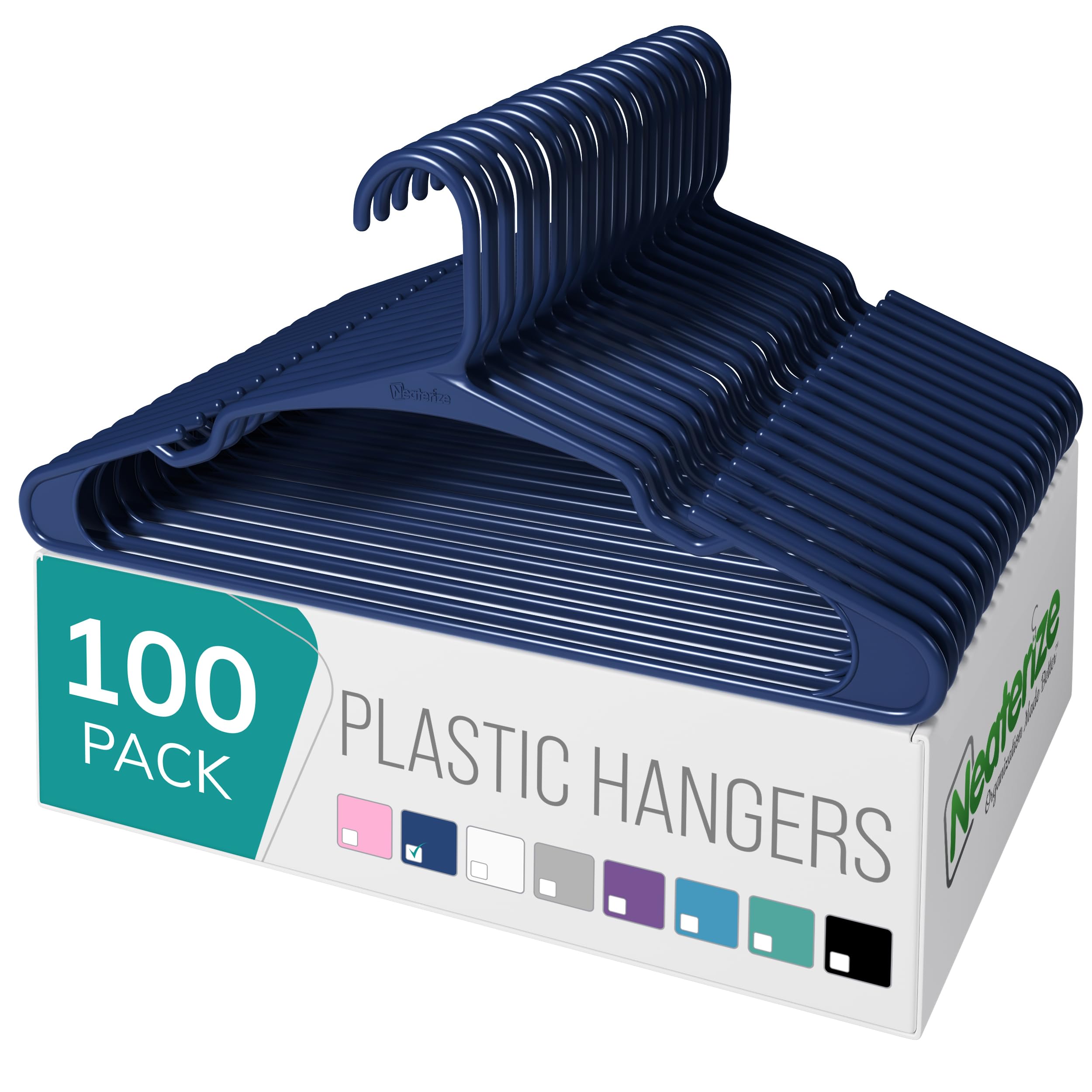 NEATERIZE Clothes Hangers Plastic 100 Pack - clothing and closet storage | Mubboo