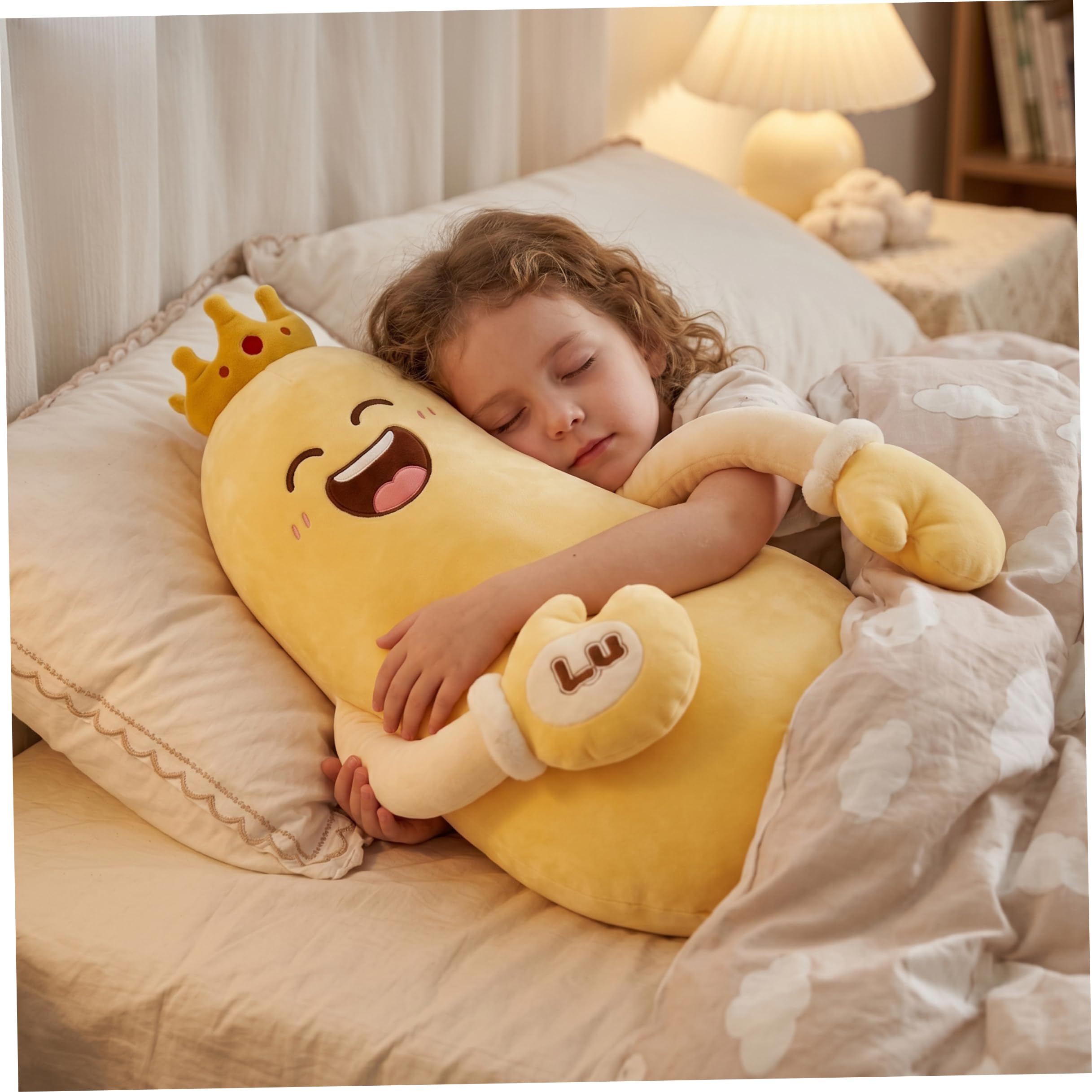 Cuscino per carezze in Peluche Mango, Giallo, 35 Pollici | Tessuto ultra morbido, supporto completo per il corpo, ideale per chi dorme sul fianco