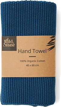 Wild & Stone | Organic Cotton Hand Towel Kitchen Towel | Perfect for Around The Home | Eco Hand Towels | Ocean
