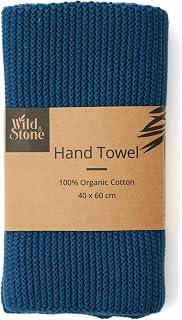 Wild & Stone | Organic Cotton Hand Towel Kitchen Towel | Perfect for Around The Home | Eco Hand Towels (Ocean)