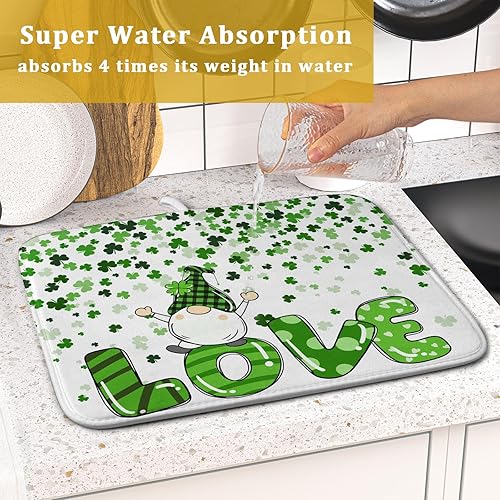 Vista 112 de Daisy On Old - Tapete de secado de platos de madera para encimera de cocina, tapete de secado de madera turquesa de 18 x 24 pulgadas con tapete