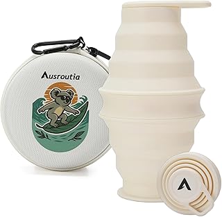 AUSROUTIA Collapsible Travel Water Bottle 500ml – Reusable & Leakproof Drinking Bottle with Screw-Top Lid, Protective Case...