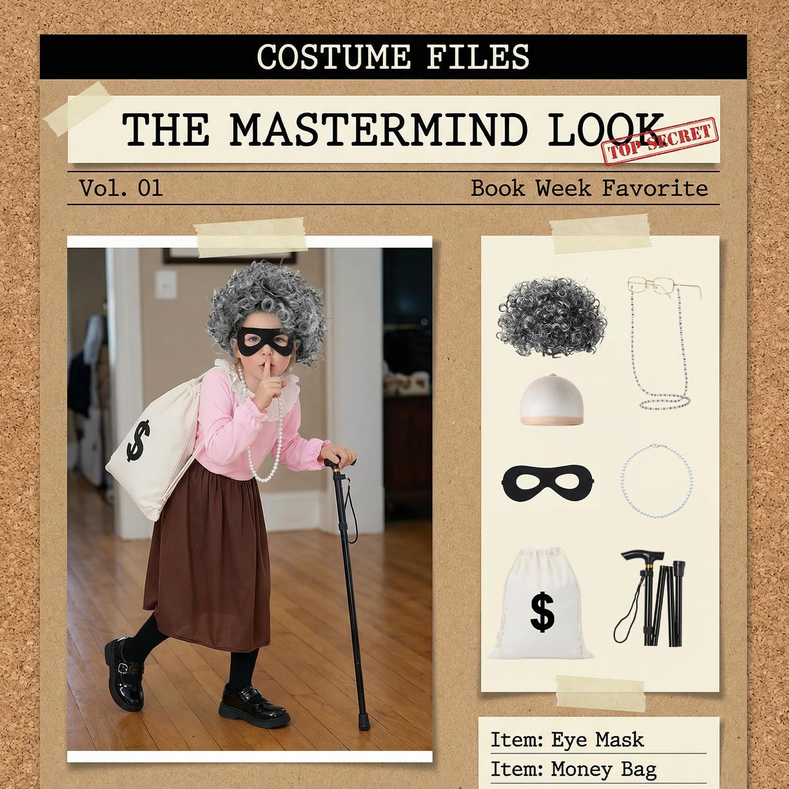 Maryparty Burglar Granny Costume Book Week Fancy Dress Mardi Gras Costumes Gangster Granny Costume for World Book Day Carnival Cosplay (S) - Image 3