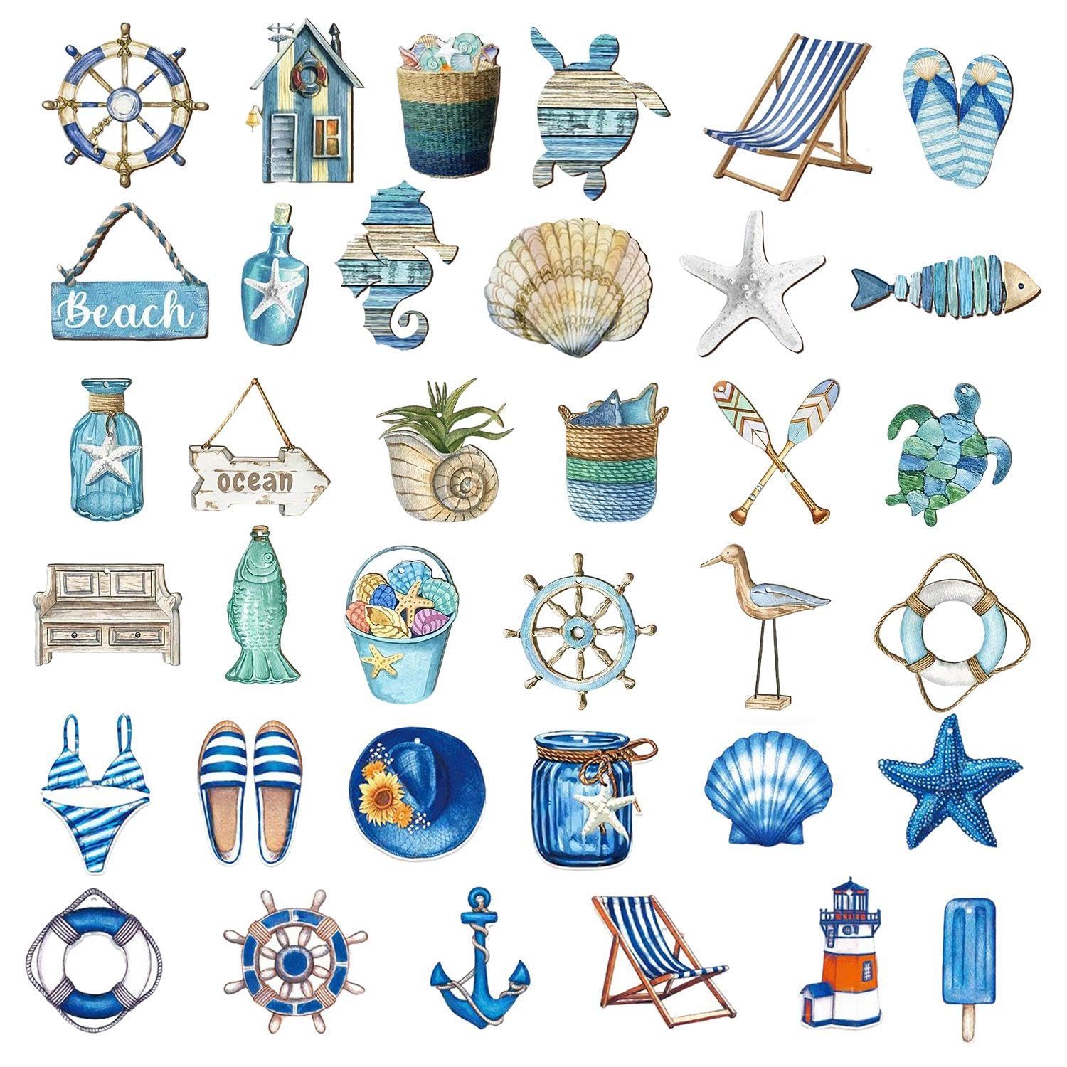 Gdfhbd Blue 36 Pieces Of Underwater Decoration, Theme Party Accessories, Photo Atmosphere Props, Creative Interior Decoration, Fresh Porch Ornaments.