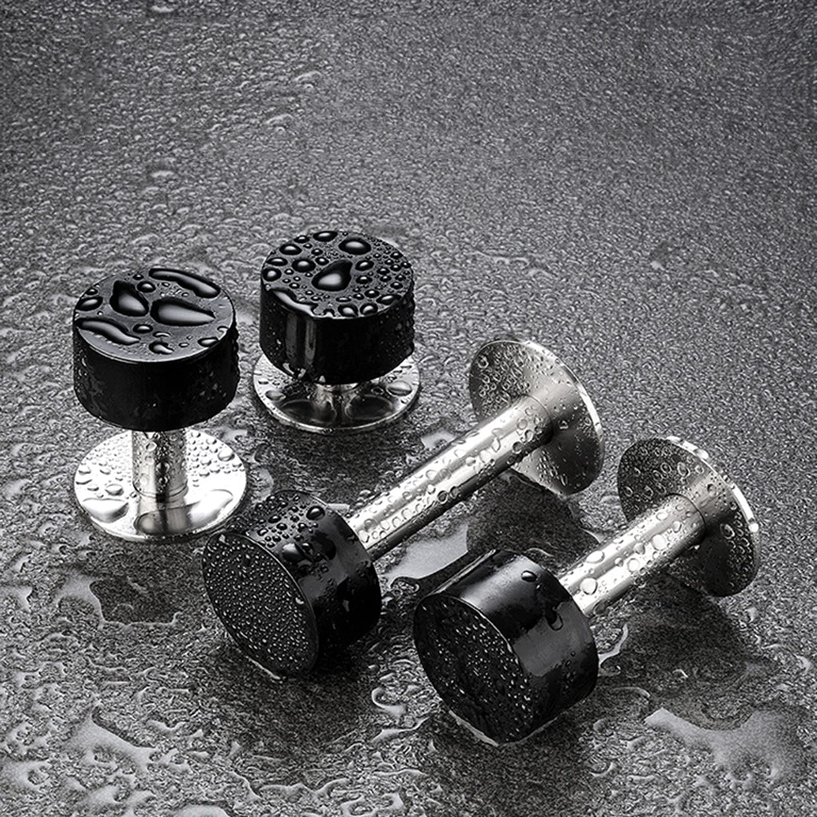 Ograniczniki drzwiowe, 4pcs,Odbojnik do drzwi montowany na ścianie odbojnik chromowany srebrny wytrzymały zderzak ze stali nierdzewnej gumowy(60mm)
