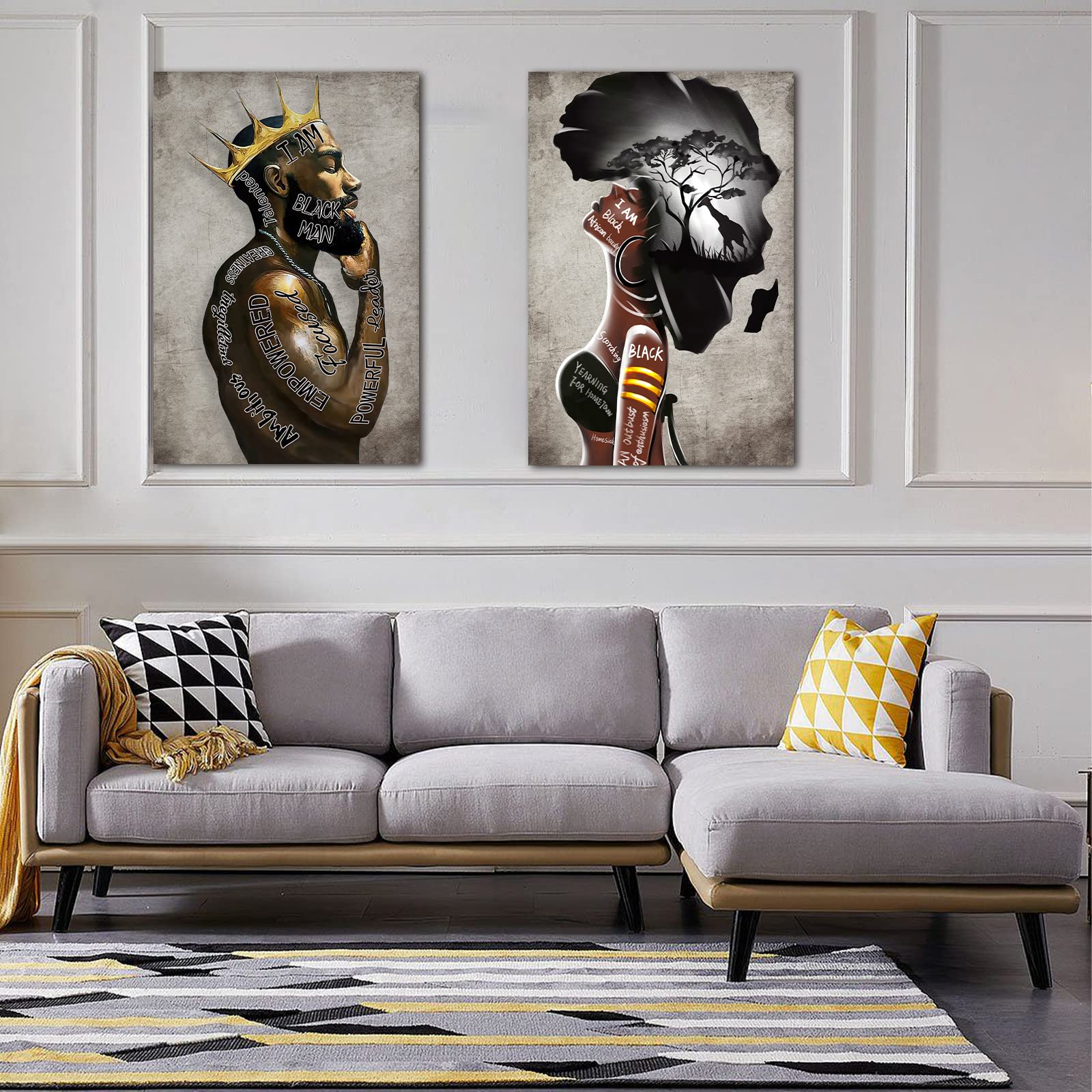 Canvas schilderij - Afrikaanse kunst aan de muur - 8 Dansende Vrouwen - 50x150 cm