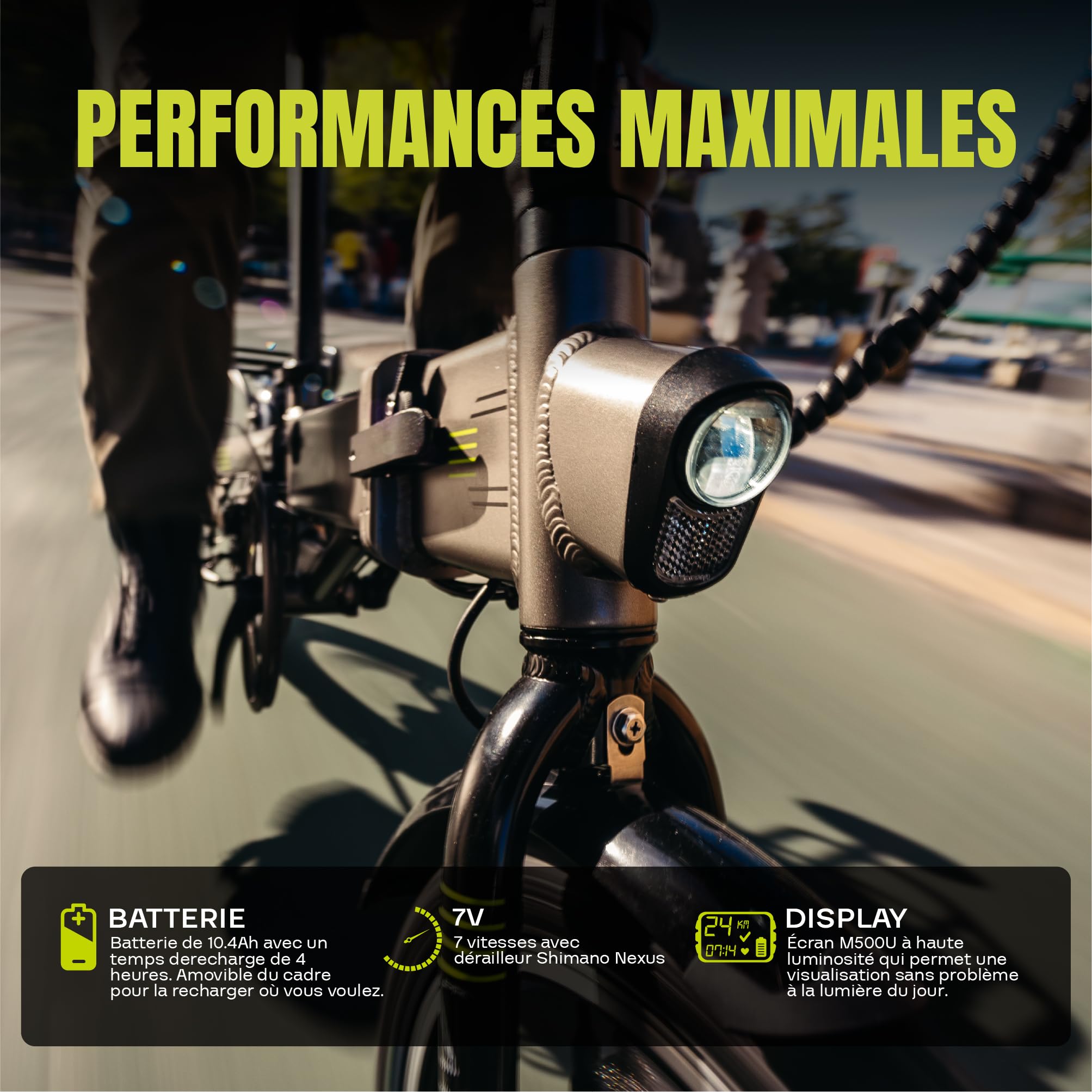 Flebi Supra 4.0+ Vélo Électrique Pliable 16" | Autonomie 100 km | Batterie Amovible 14Ah/504Wh | 7 Vitesses | E-Bike Urbain Unisexe Compact et Léger Femme/Homme