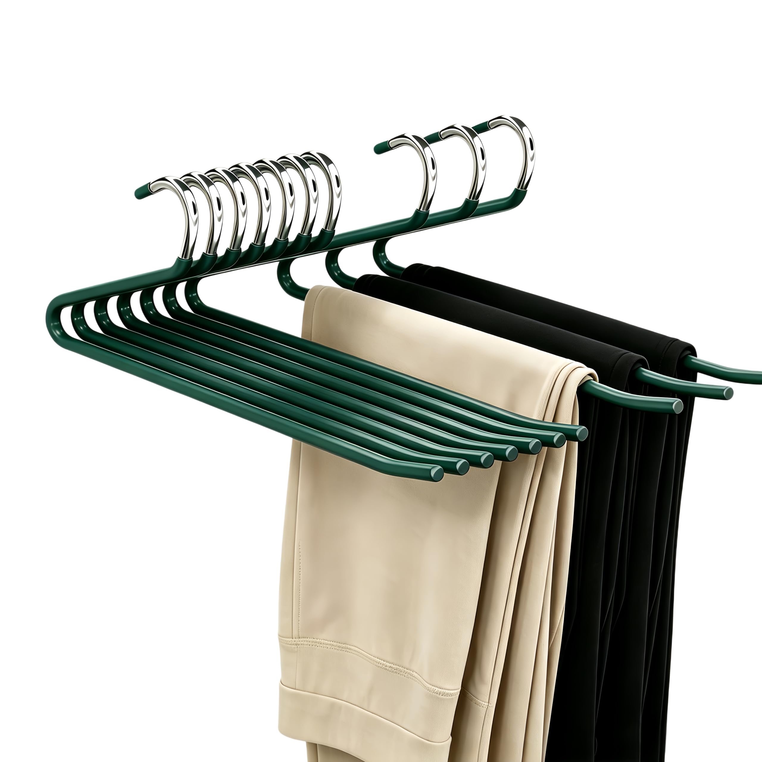 Trousers Hangers, 10 Pack Jeans Hangers for Wardrobe & Rail, Heavy Duty Non-Slip Open Ended Pants Hanger for Women Men