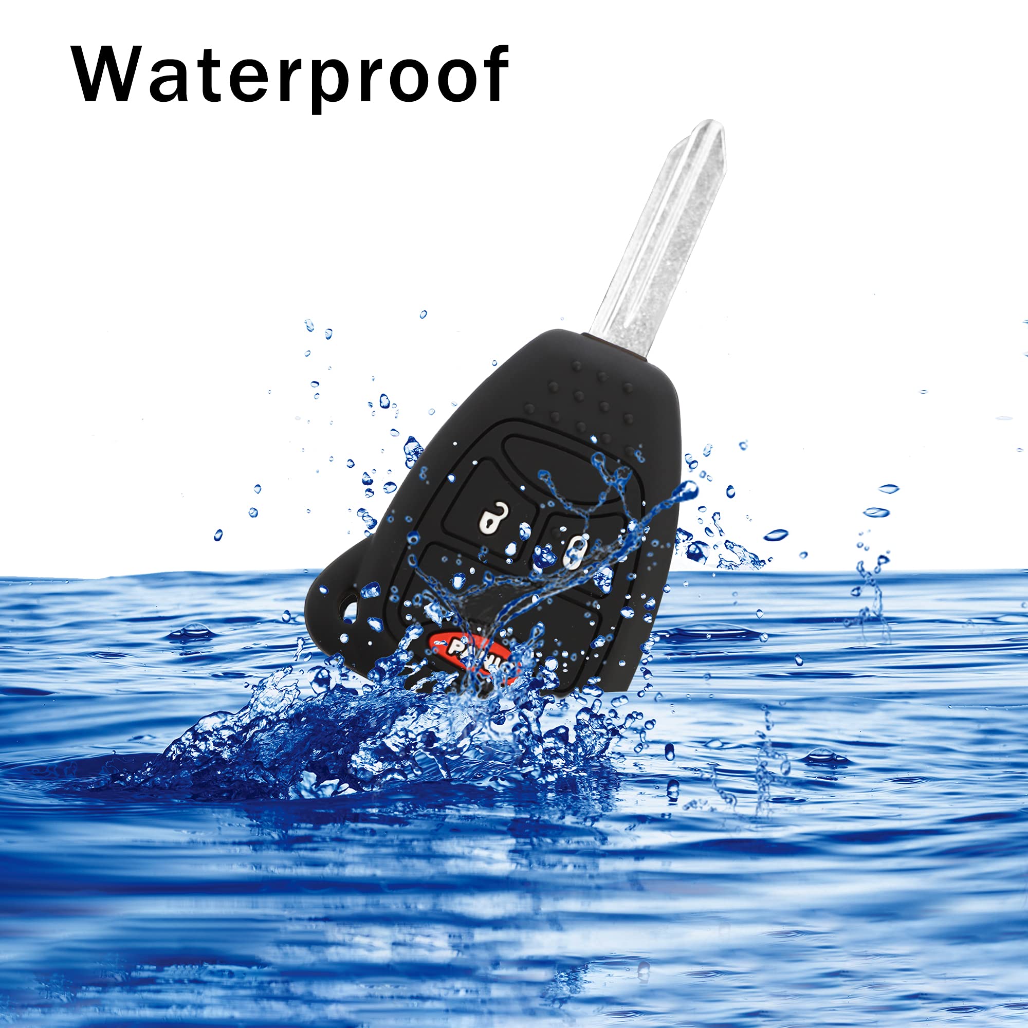 TOMALL 2Pcs Silicone Key Fob Cover 3 Buttons Compatible with Jeep Chrysler Dodge 2007-2018 Wrangler Flip Key Jacket — view 5