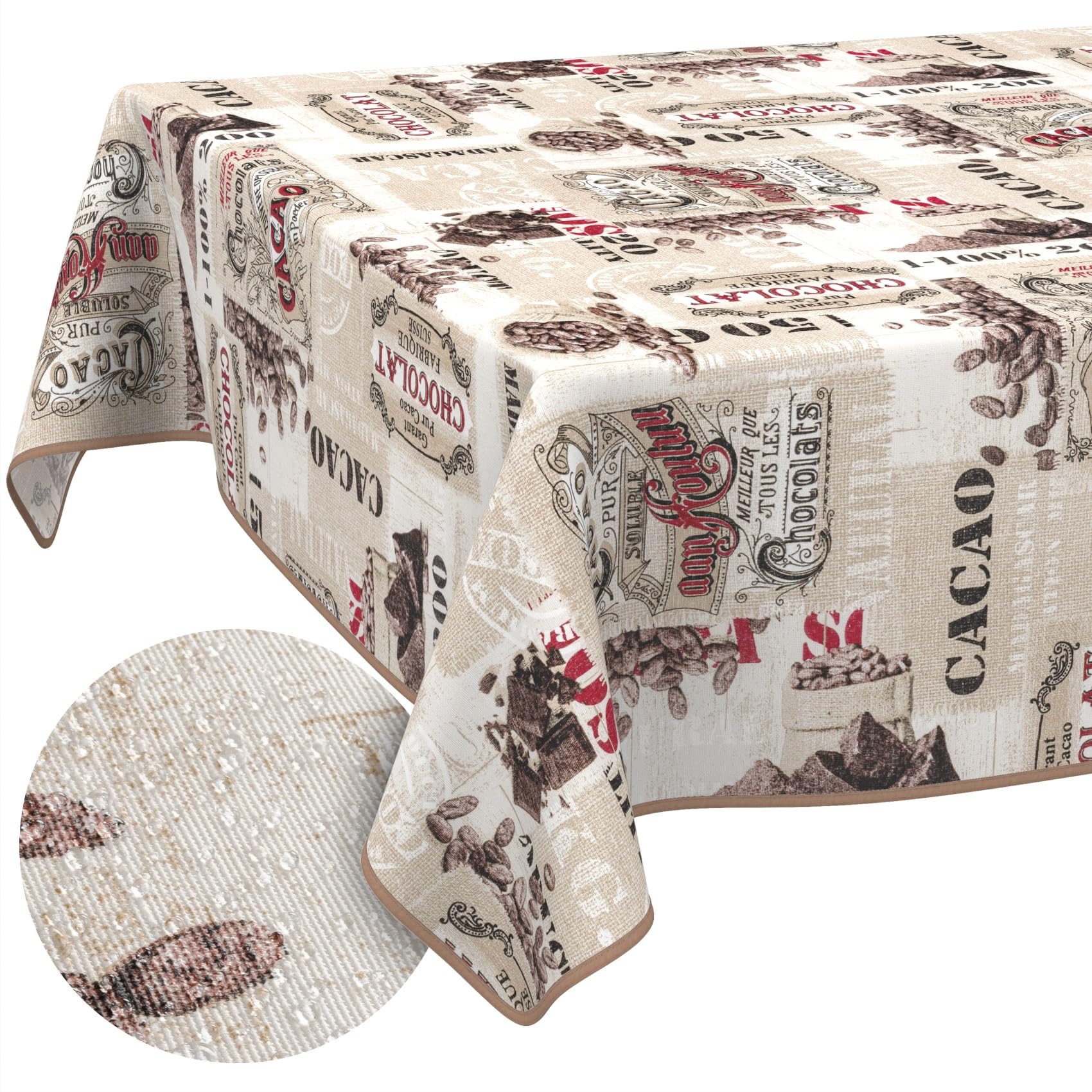 Fabric Tablecloth Washable Table Linen Tablecloth Cotton Polyester Cacao Round 140 cm Indoor / Outdoor Tablecloth