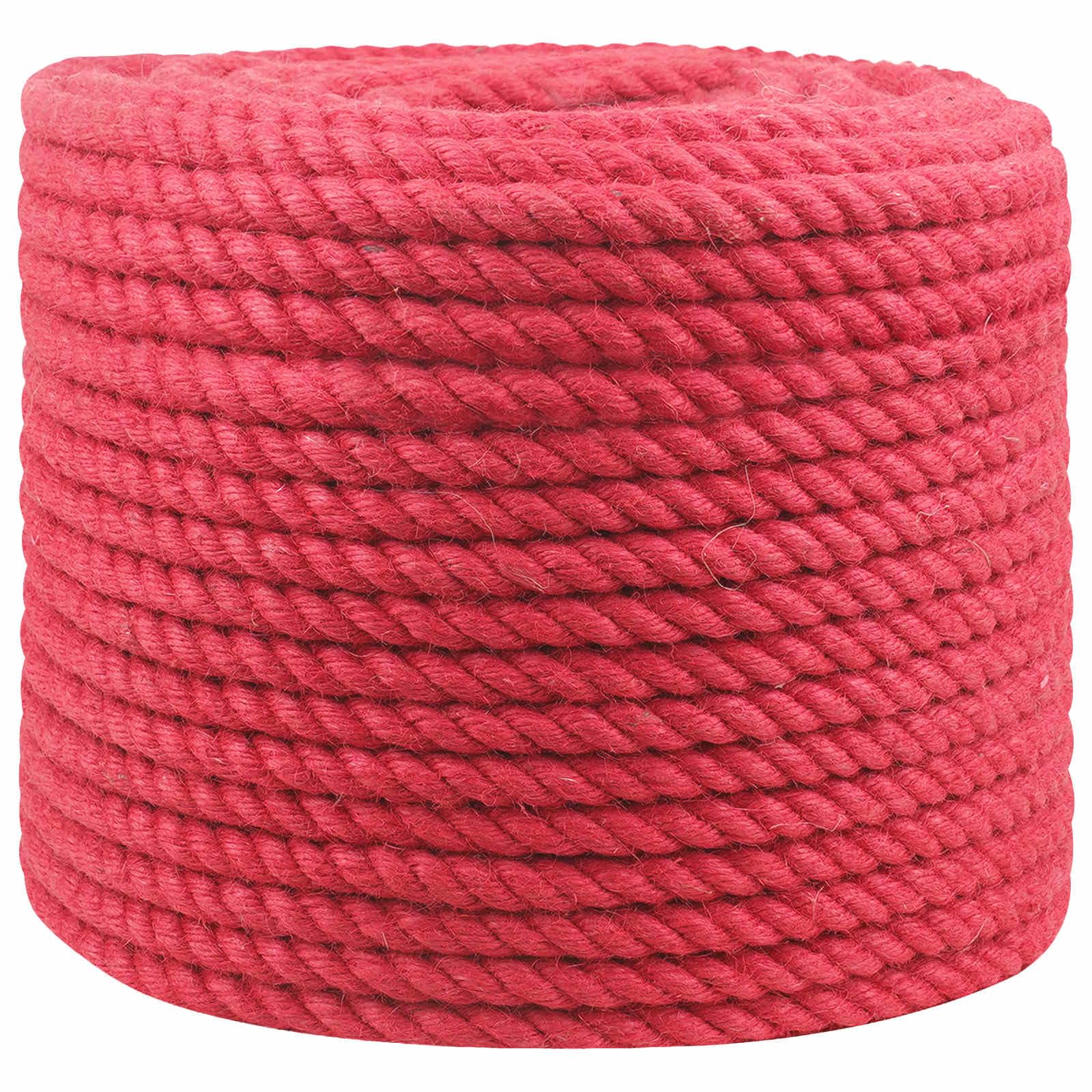 Corda di iuta rossa 100% Tossa a 3 strati, corda naturale per giardino, artigianato, fissaggio e trasporto, corda versatile per nodi, appendere, legatura, fai da te, campeggio e costruzione