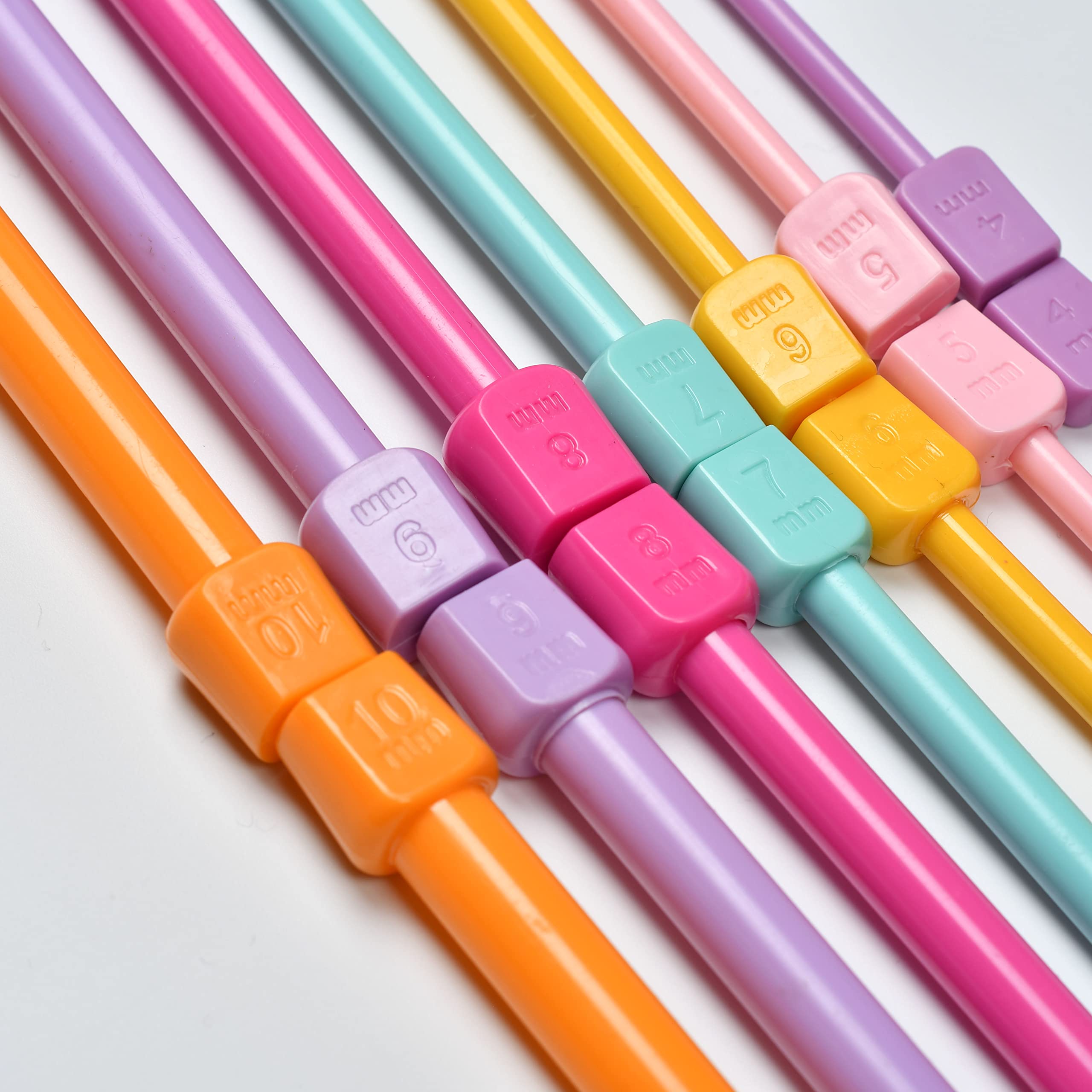 Set 7 Ferri Da Maglia In Plastica Colorata - 40cm, Misure 4-10mm, Ideale Per Principianti E Bambini - Foto 6