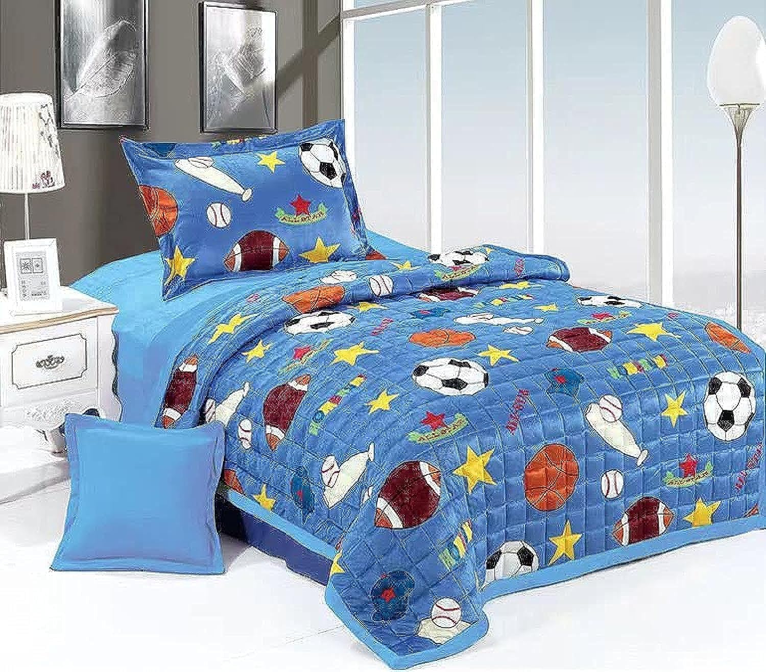 Z Zeba EXPRESSSoft Bed Comforter Set Bedspread Velvet Plush Coverlet for All Seasons Kids Twin Quilt Set Single Bedding 3pcs (TWIN, KTCR-8)