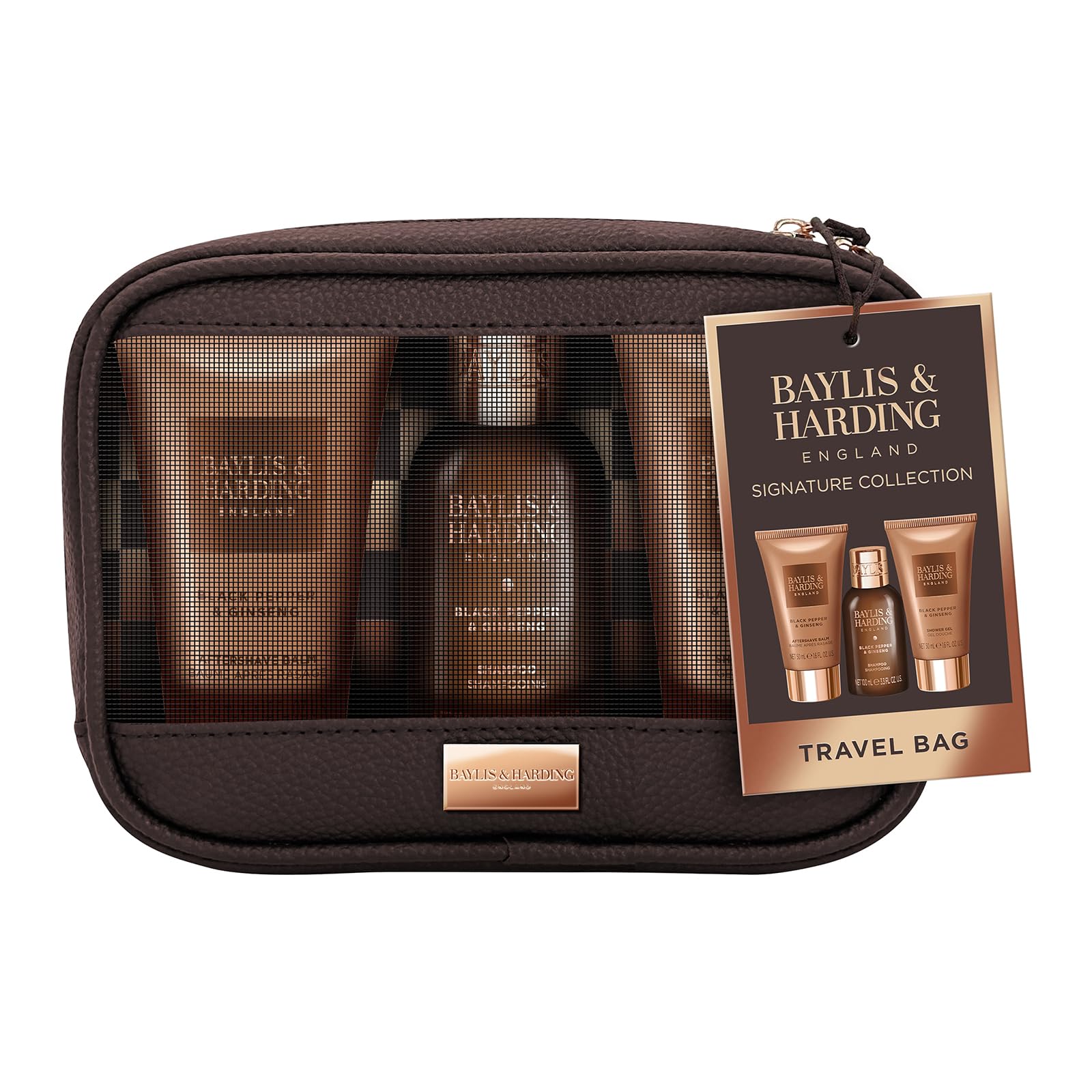 Baylis & Harding Black Pepper & Ginseng Men's Travel Wash Bag Gift Set (Pack of 1) - Vegan Friendly - Image 2
