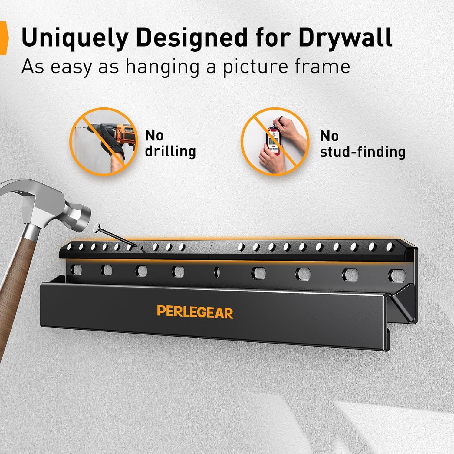 Perlegear Studless TV Wall Mount for Most 24-55 Inch TVs up to 100 lbs, No Stud TV Mount, Drywall TV Bracket with Max VESA 400x400mm, No Drill, Easy Install, Low Profile, PGMT7