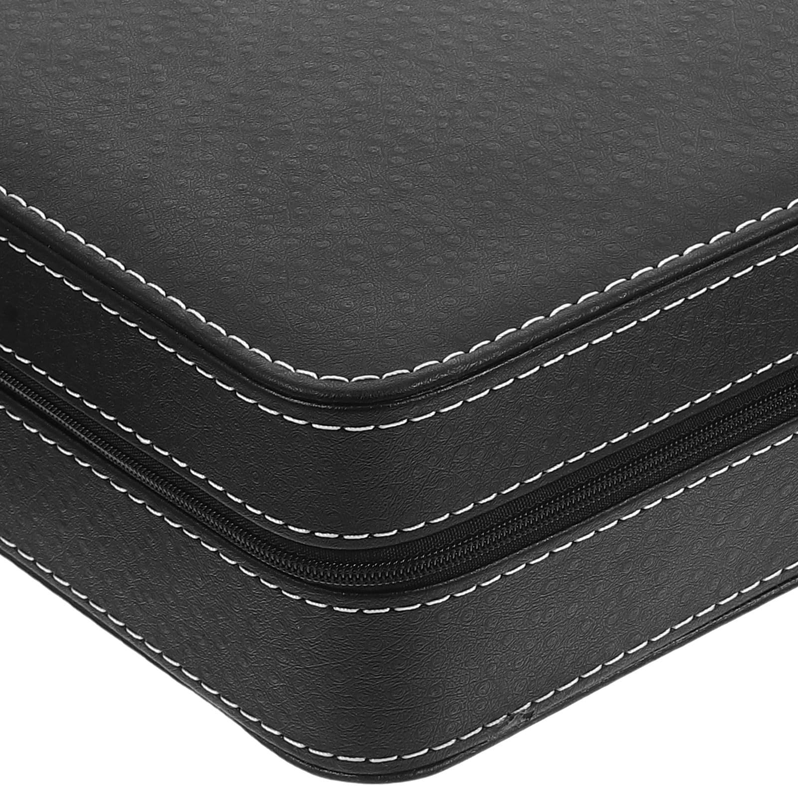 Uhrenbox Uhren Organizer mit Reißverschluss Tragbar Kratzfest Pu Leder Schwarz für Armbanduhren Schublade und Schreibtisch im Büro
