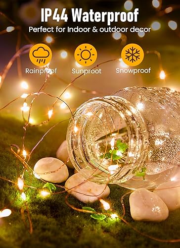 Miniatura 3 de Minetom Luces de hadas enchufables 40 pies 120 luces LED impermeables de alambre de cobre con adaptador UL cadena de luces estrelladas para bodas