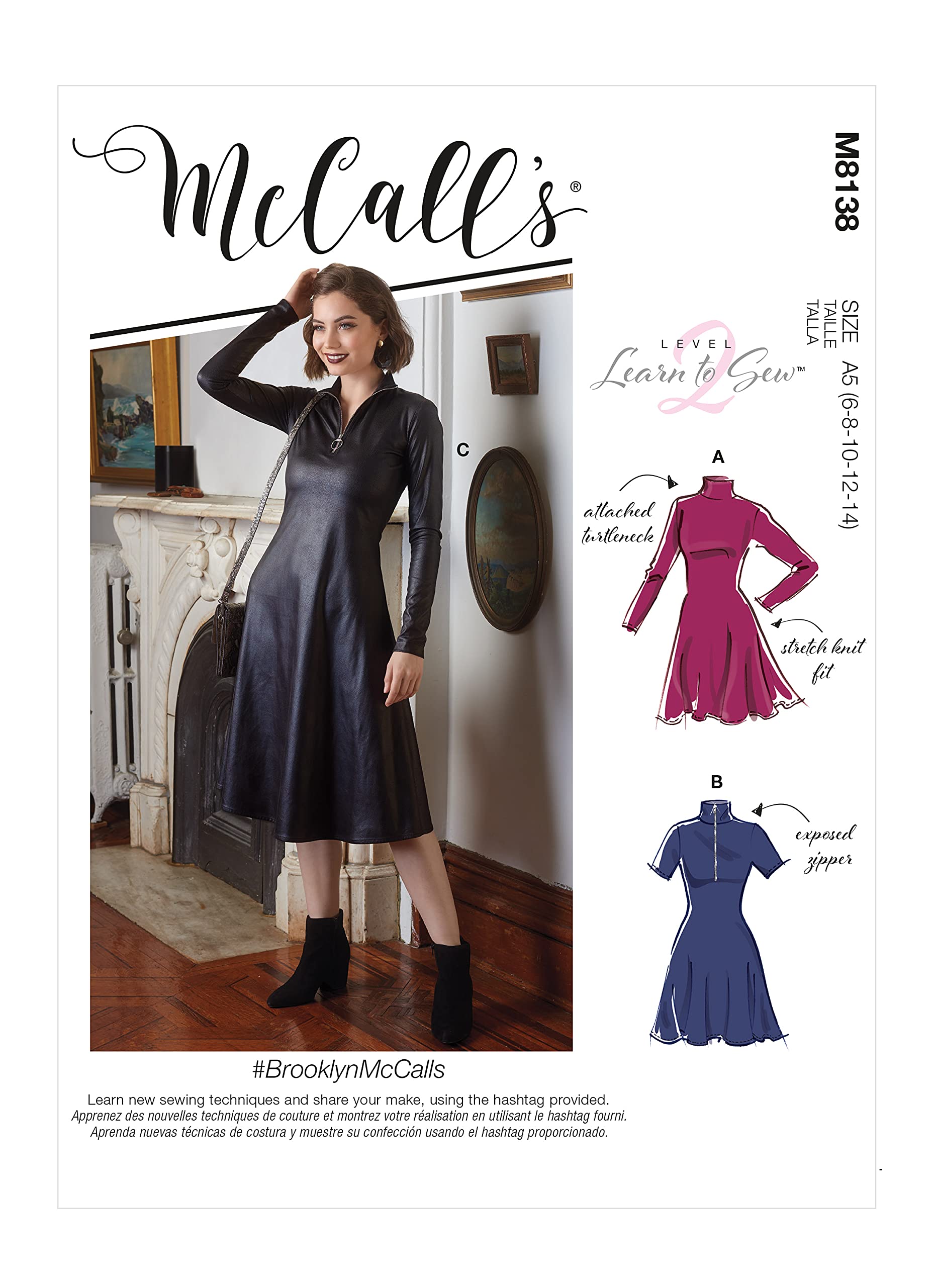 Robe pour Femme McCall's M8138F5 Patron Couture Ajustable Silhouette Ronde