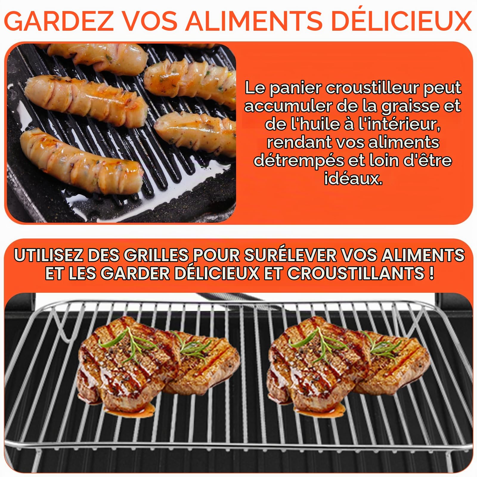 2 Pièces Grille pour Ninja Woodfire, Acier Inoxydable Antiadhésif Barbecue Cuisine Support de Gril Compatible avec Ninja Woodfire et Fumeur BBQ Camping Pique-Nique Accessoires de Gril