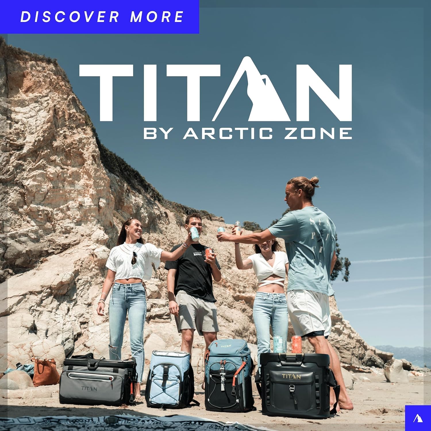 Titan - Bolsa de almuerzo expandible resistente al frío para nevera, con bolsas de hielo de gel reutilizables y juego de recipientes de alimentos, color negro