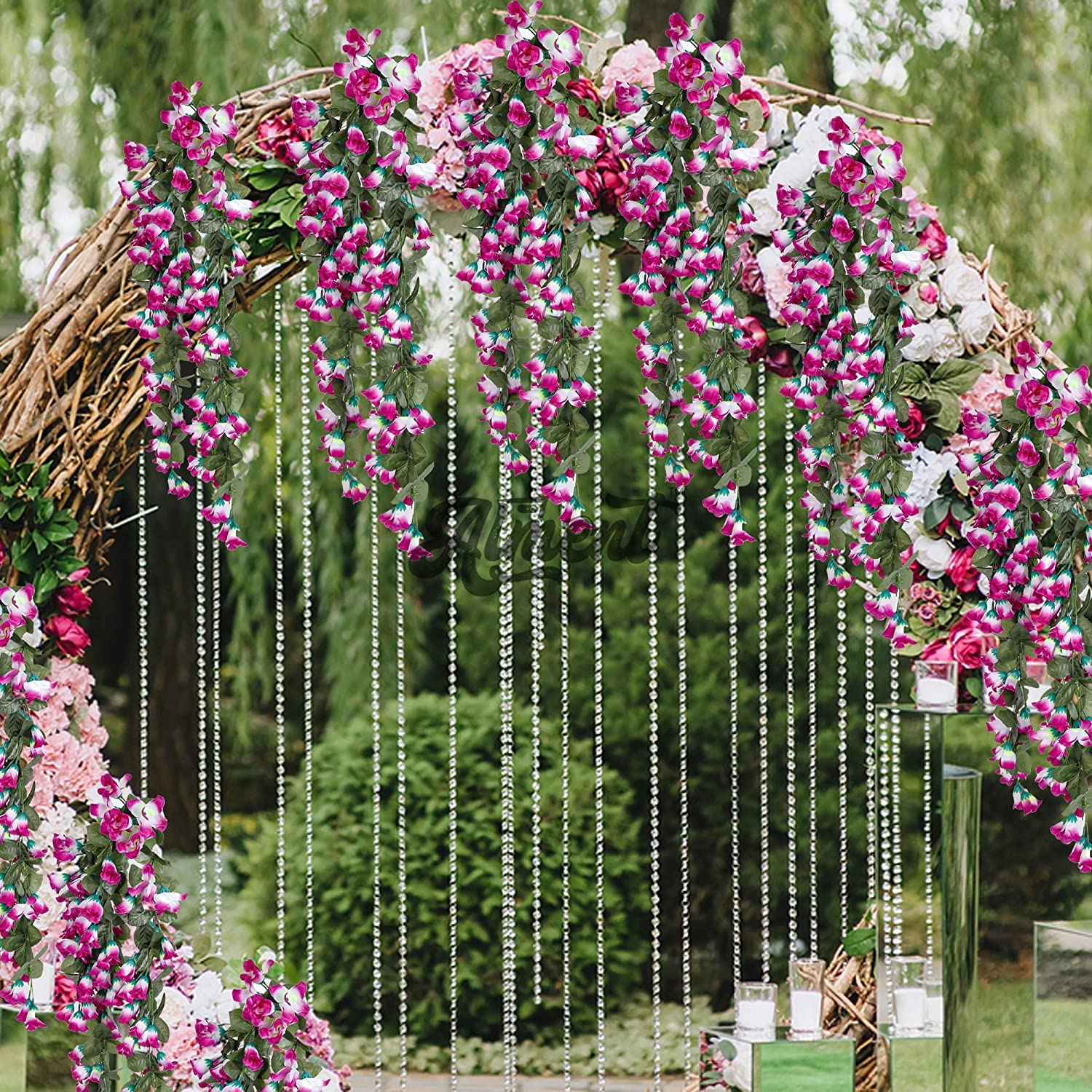 Buy ALMENT Artificial Bail Fake Hanging Flower Kali Falling Vine Hanging  Plants Ivy Bail for Wall Home Garden Wedding Indoor Outdoor Decor (White  Purple) (Set of 1) Online at Low Prices in