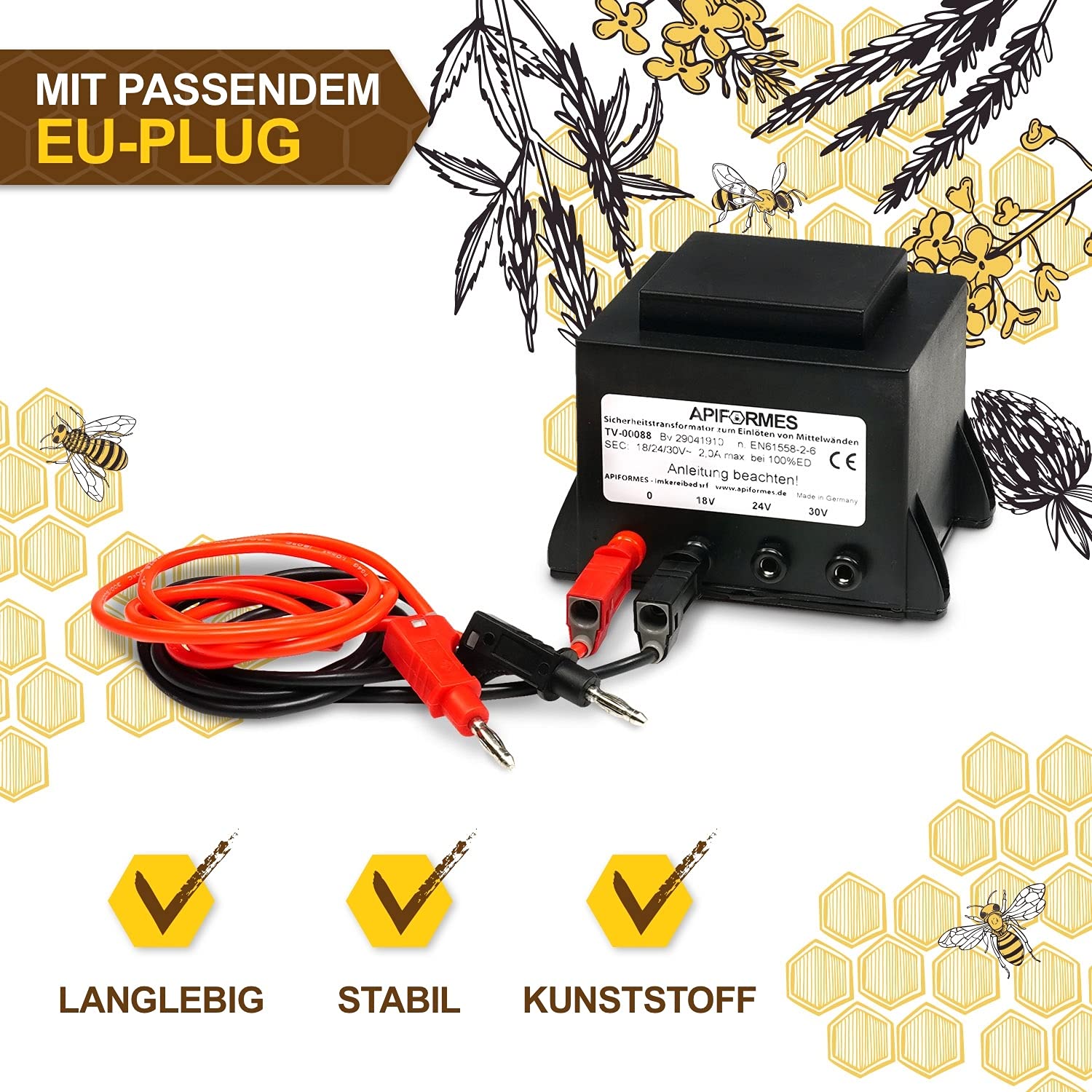 APIFORMES Trafolöter für Mittelwände – Mehrere Ausgänge 18/24/30V~ Wabenlöter Imkereibedarf