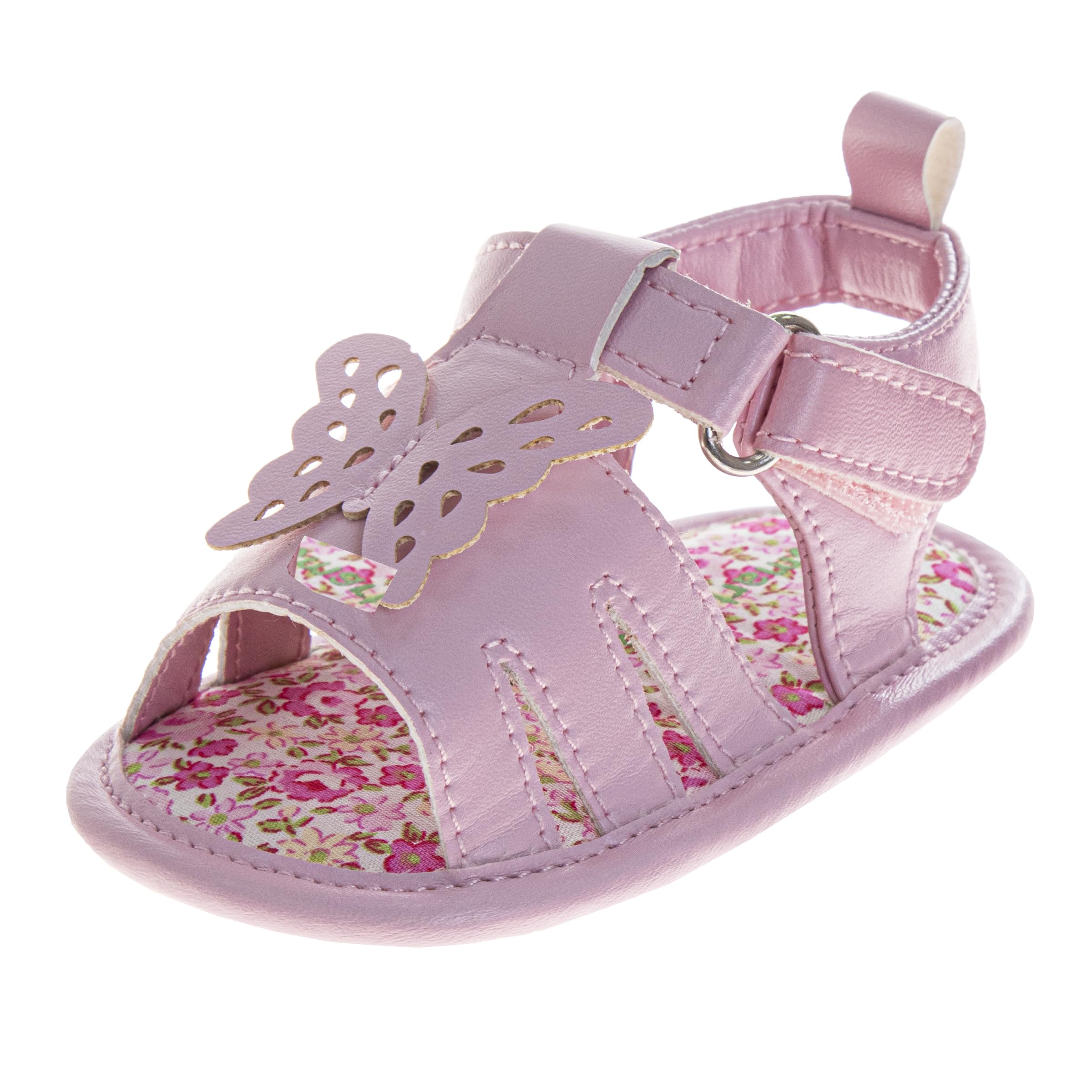 Josmo Baby Girl Soft Sole Spring Summer Dress Sandals Floral, Butterfly & Bow, Pink, 4 Infant