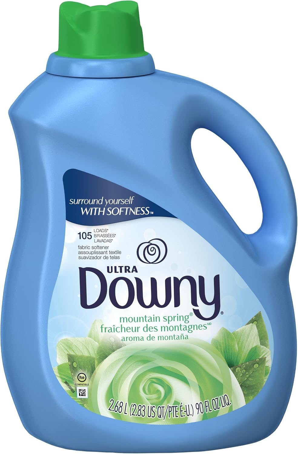 Downy Ultra Liquid Fabric Softener, Mountain Spring Scent, 2.68 L (105 Loads) - Packaging May Vary