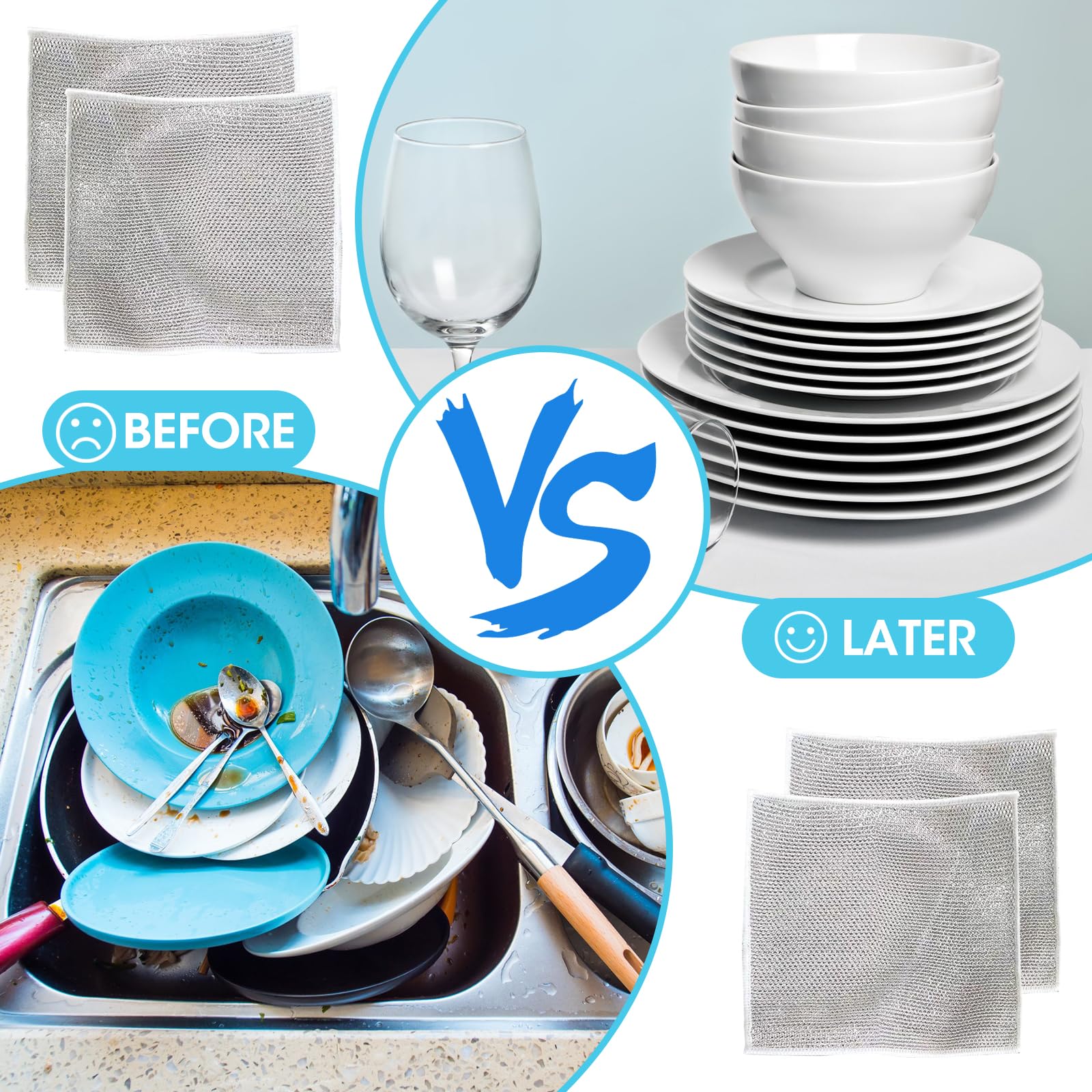 Lot De 5 Chiffons De Vaisselle Ulti-usages En Fil étallique Pour