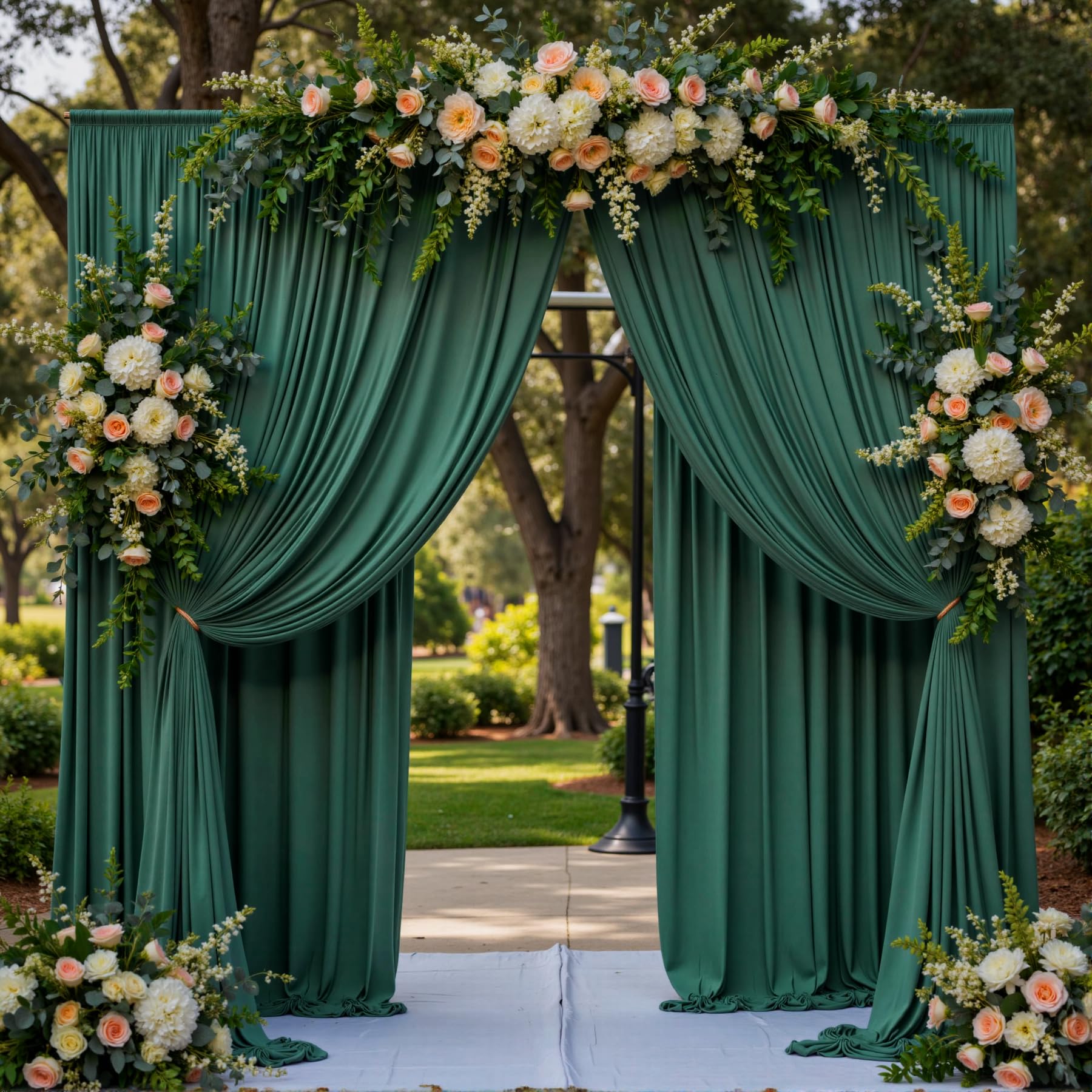 10 ft x 10 ft Wrinkle Free Hunter Green Backdrop Curtain for Parties, Polyester Dark Green Photo Backdrop Drapes 2 Panels 5x10ft for Baby Shower