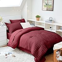 Vista 95 de HYMOKEGE Juego de edredón de sirsaca de 5 piezas, tamaño individual XL, color beige, cama de lujo en una bolsa para dormitorio, juego de ropa