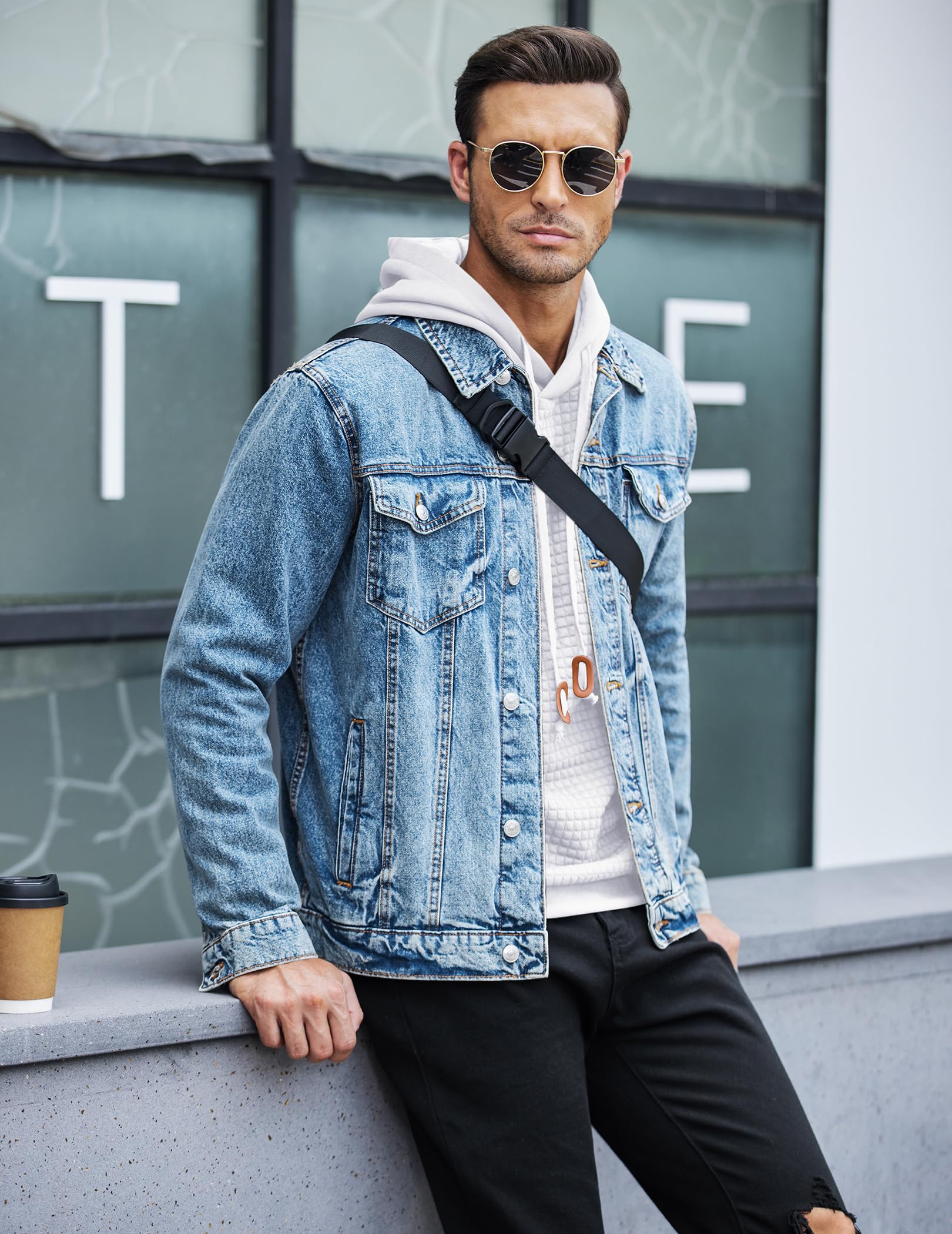 COOFANDY Felpa con Cappuccio da Uomo a Maniche Lunghe da Lavoro Pullover Jacquard a Quadri con Cappuccio