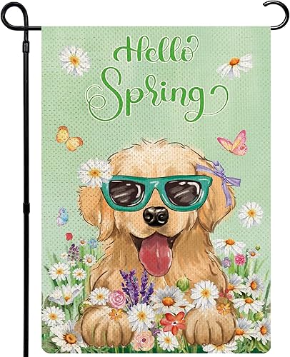 Miniatura 8 de Golden Retriever - Banderas de jardín de Pascua para exteriores, huevos de Pascua, bandera de jardín de perro de 12 x 18 pulgadas, de doble cara,
