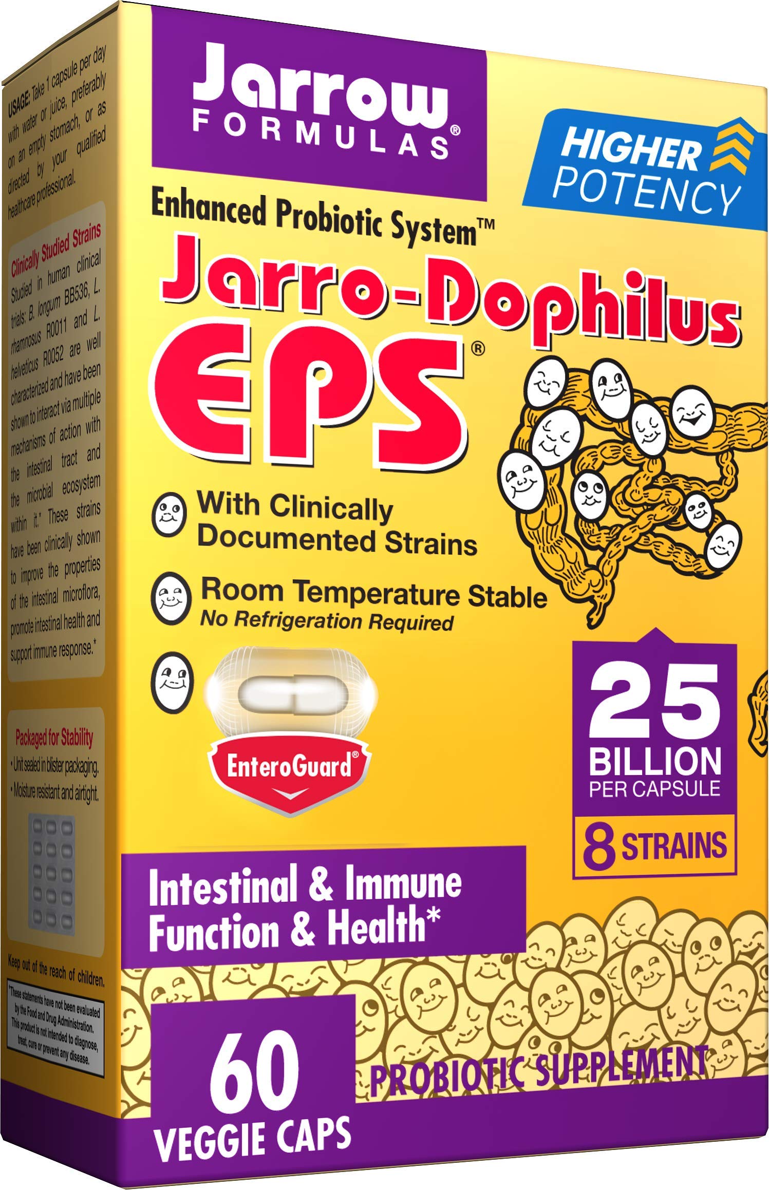 Jarrow Formulas Jarro-Dophilus EPS Higher Potency, 25 Billion Cells Per Veggie Capsules, Supports Gastointestinal Health, 60 Count (Cool Ship, Pack of 2) 60 Count (Pack of 2)