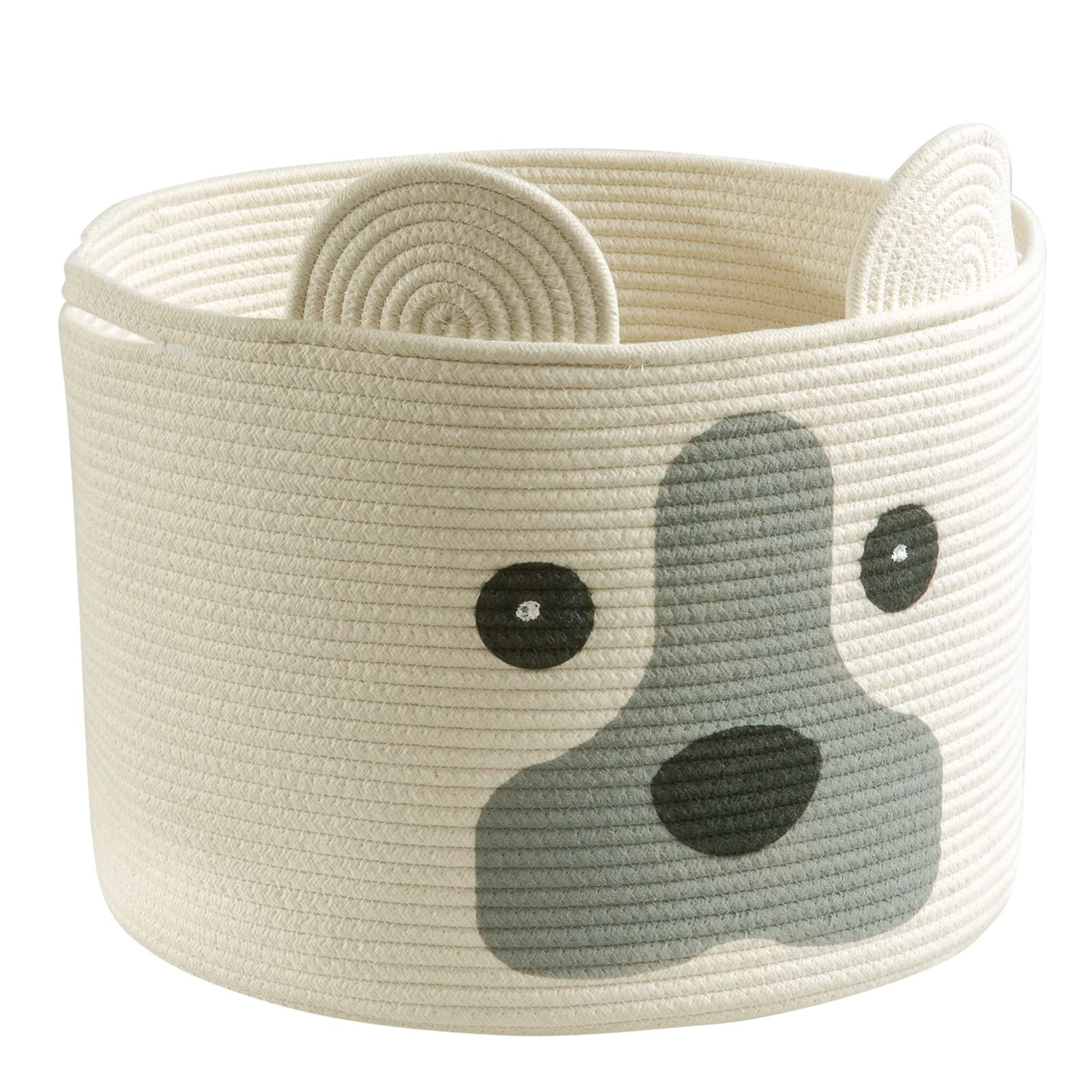 HomeyPine Dog Shaped Basket, Large Woven Cotton Rope Animal Storage for Kids, Baby Laundry Basket for Toys, Towels, Blanket, Clothes - 16" L12" H,