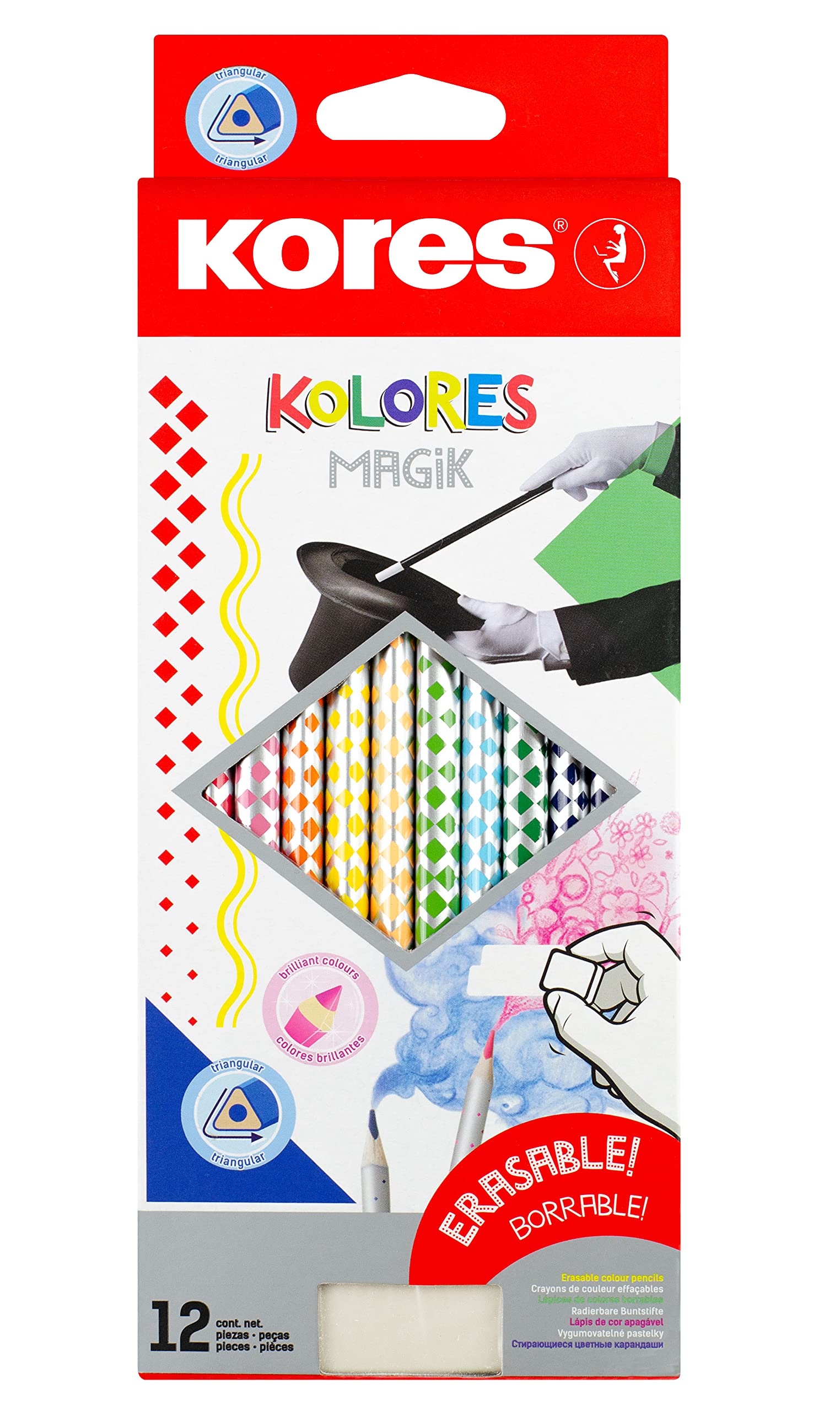 Matite Colorate Metallizzate KEYROAD 12 Pezzi, Forma Triangolare, Mina Morbida, Con Foro Per Appenderle