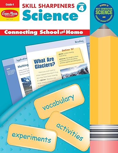 Evan-Moor Skill Sharpeners Science Workbook, Grade 4, Physical, Life, and Earth Science, Activities, Human Body, Glaciers, Earthquakes, Volcanos, Erosion, Digital, Water, and Sound Waves, Homeschool