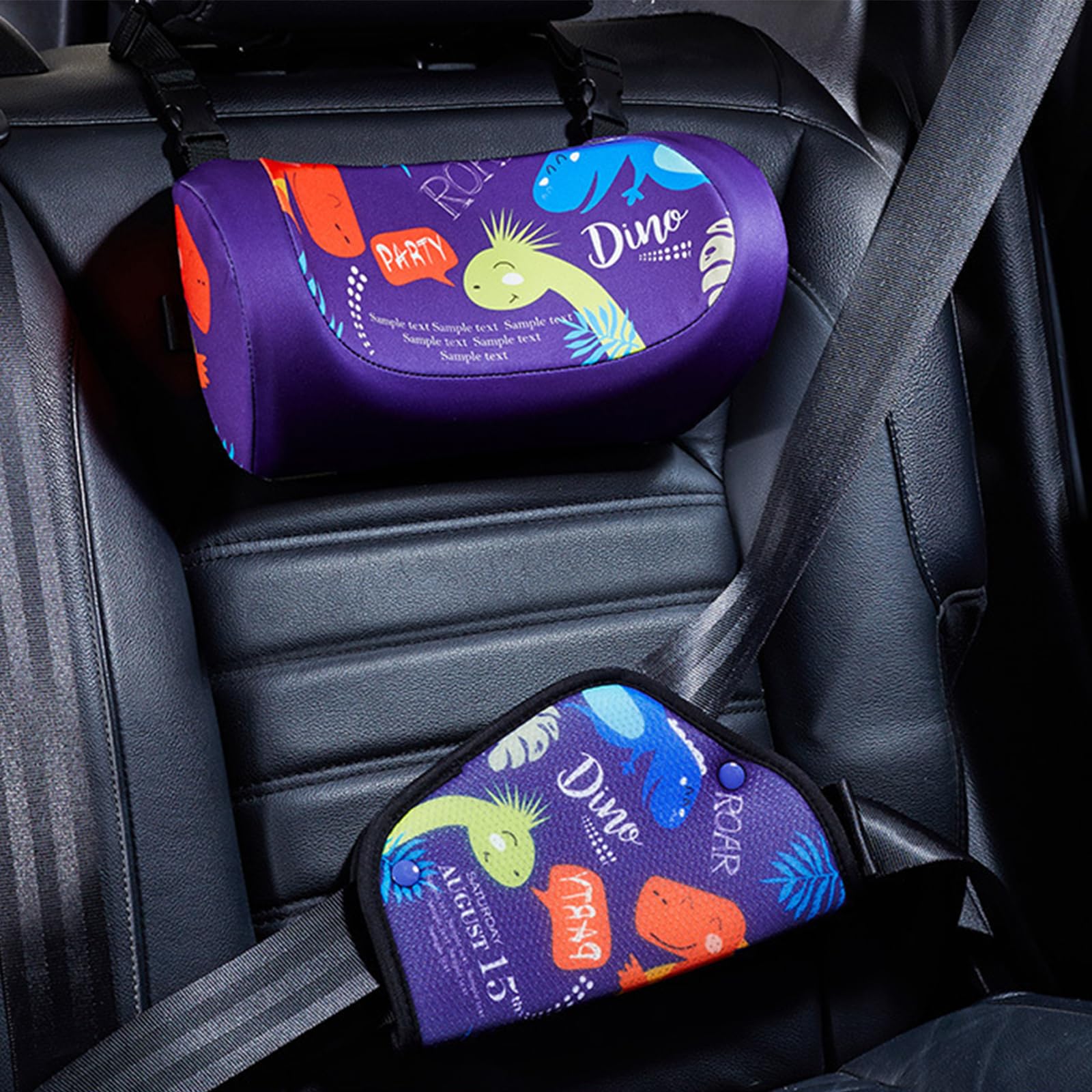 auvstar Reposacabezas Coche Niño,Sujeción Cabeza Silla Coche,Protector Cinturon Coche Niños,Coche Con Soporte Cabeza Extraíble,Suave,Ajustable,Adecuado Tanto Para Adultos Como Para Niños (Dinosaurio)