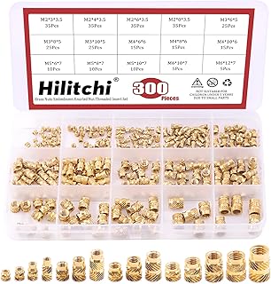Hilitchi 300Pcs Brass Knurled Nuts Threaded Heat Embedment Nut for Printing 3D Printer and More Projects (Assortment Kit)