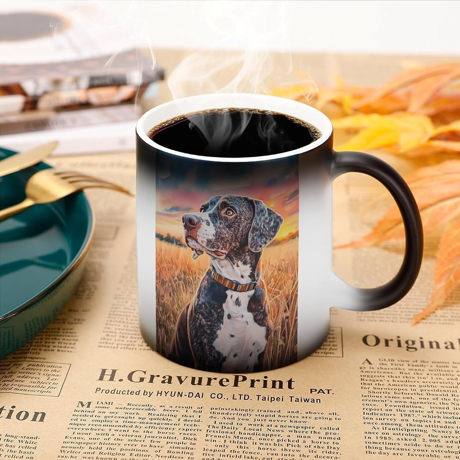 Watercolor Portrait of Dog Funny Color Changing Coffee Mug Ceramic Magic Cup Personalized Discoloration Tea Mugs