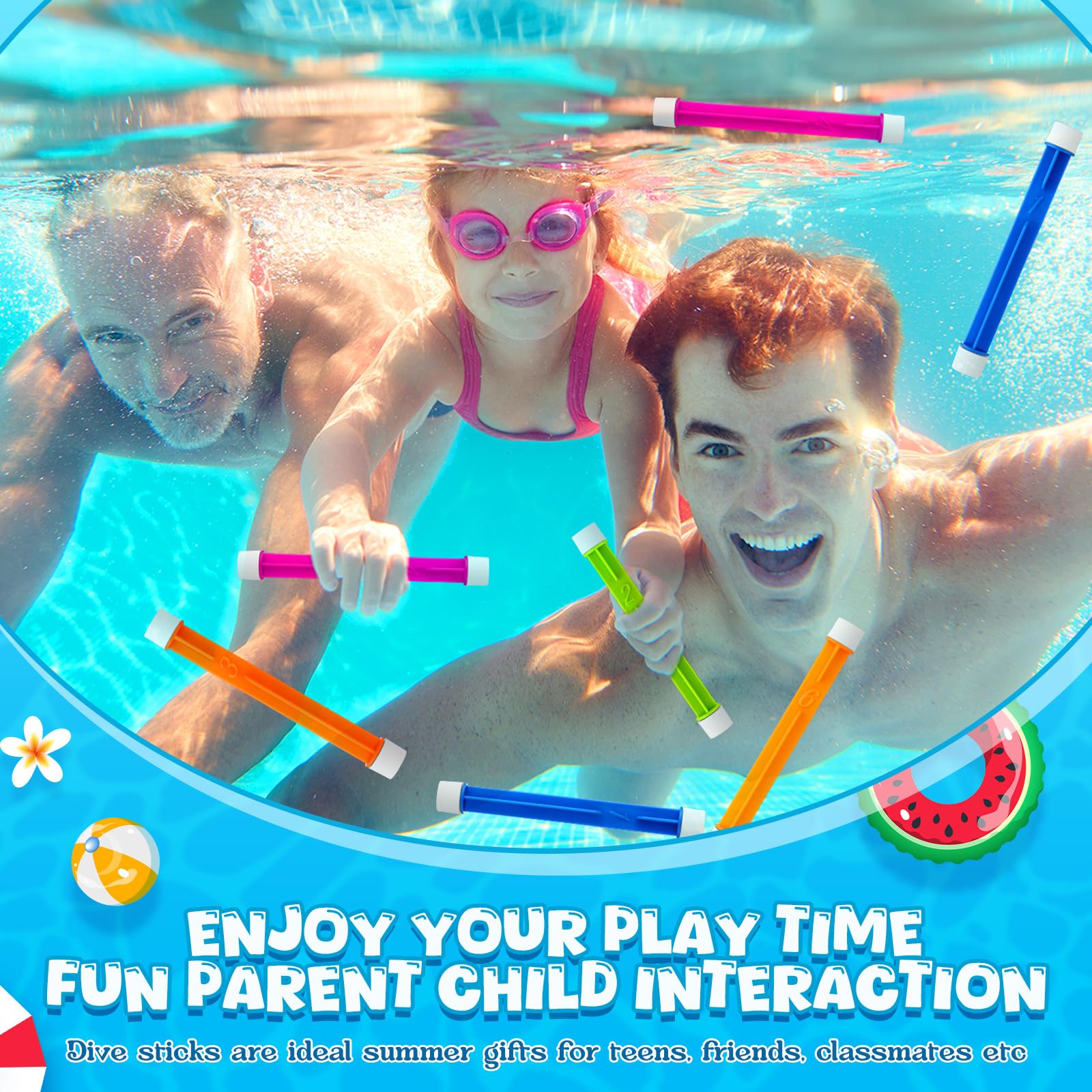VioraWhite 60 Pcs Diving Sticks Bulk Pool Toys with Numbers Underwater Training Pool Dive Stick for Kids Fast Sinking Gift Summer Swimming Training Water Fun Games - Image 4