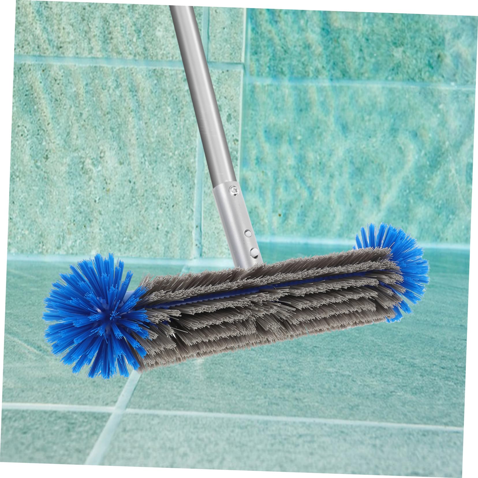 PartyKindom Poolbürste mit Aluminiumrücken für von Poolwänden Robuste Ergonomische Schwimmbadbürste Blau für Inground und Above Ground Pools mit Innovativem Design für Müheloses Säubern von
