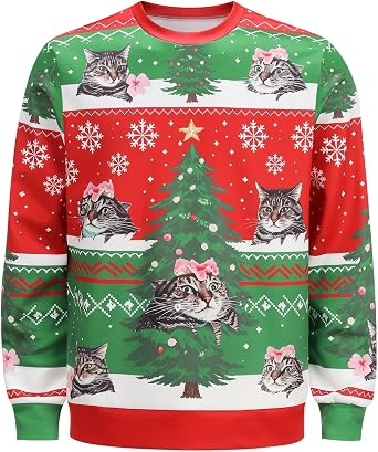 GRAJTCIN Ugly Couples Christmas Sweater Funny 3D Print
