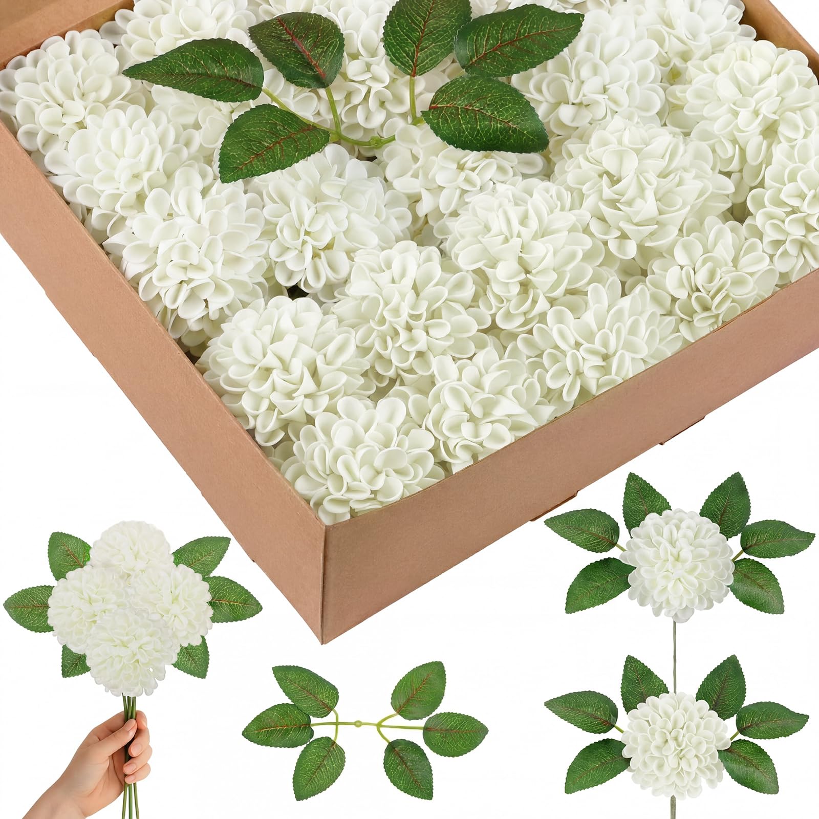 Fleurs artificielles dahlia ivoire pour mariage et decoration de table