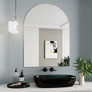 Arched Mirrors for Bathroom Sink,30x40 Frameless Bathroom Mirror,Espejo para baño,Wall-Mounted Mirrors Both Ends can be Hung,Wall Mirror
