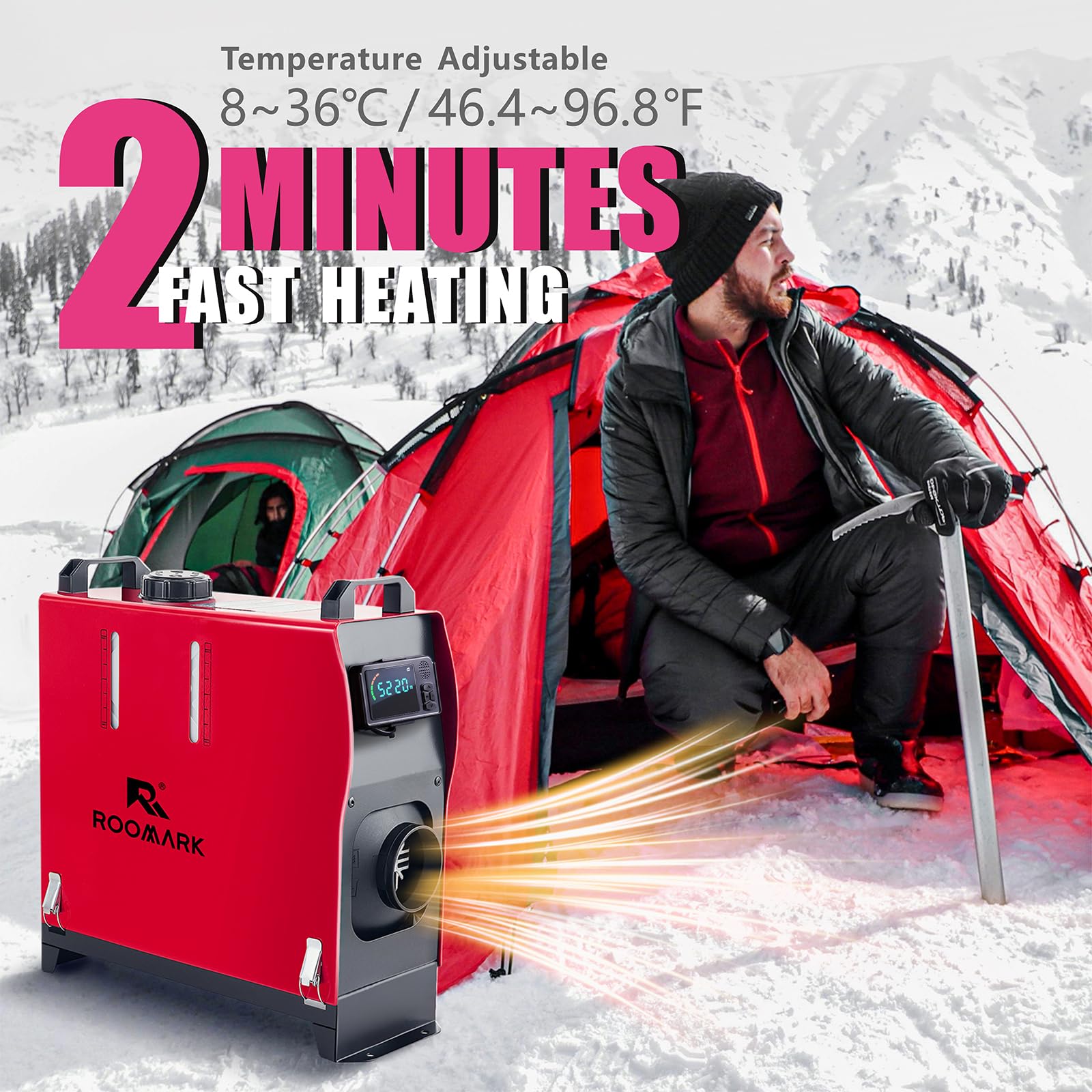 Riscaldatore Diesel 8Kw 12V, Tutto in Uno, Serbatoio Carburante da 5 l/1,3 galloni con Telecomando e Controllo LED, Riscaldamento rapido