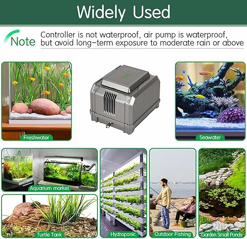 Miniatura 5 de hygger Bomba de aire para acuario de 10 W15 W, 0.025 Mpa0.03 Mpa, potente bomba de aire ajustable para pecera, 4 salidas aireador de oxígeno para