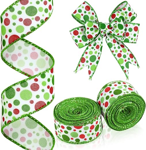 Hanaive 20 Yards Christmas Polka Dot Ribbon