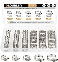 DLOUBLEIY 45PCS Stainless Steel Worm Gear Hose Clamps Assortment Kit - Adjustable 1/4" to 1-1/8" (6-29mm) for Plumbing, Automotive, Mechanical