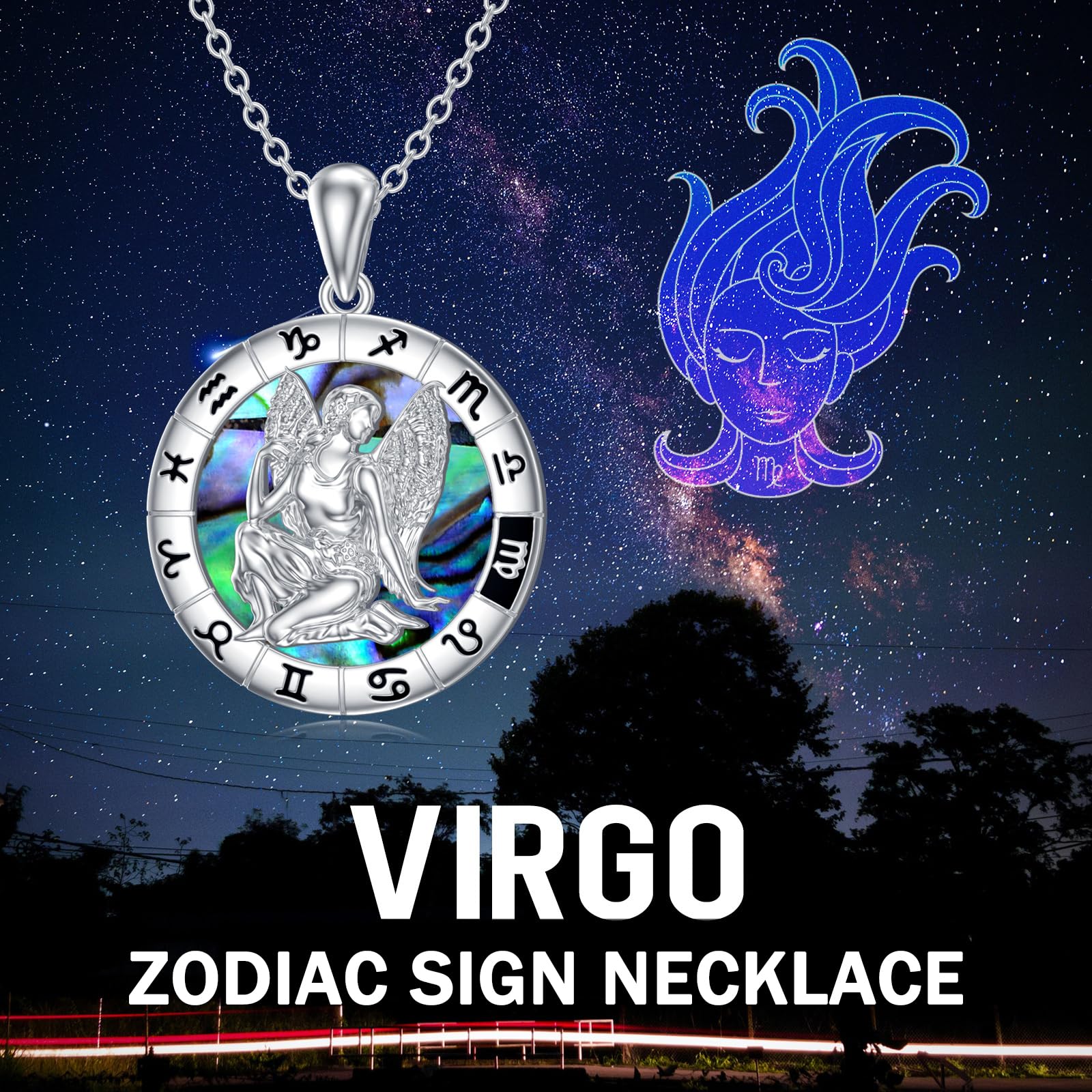 12 collane con segni zodiacali, Collana con ciondolo in conchiglia di abalone con oroscopo in argento sterling 925, Astrologia Costellazione Compleanno Gioielli Regali per Donne Ragazze